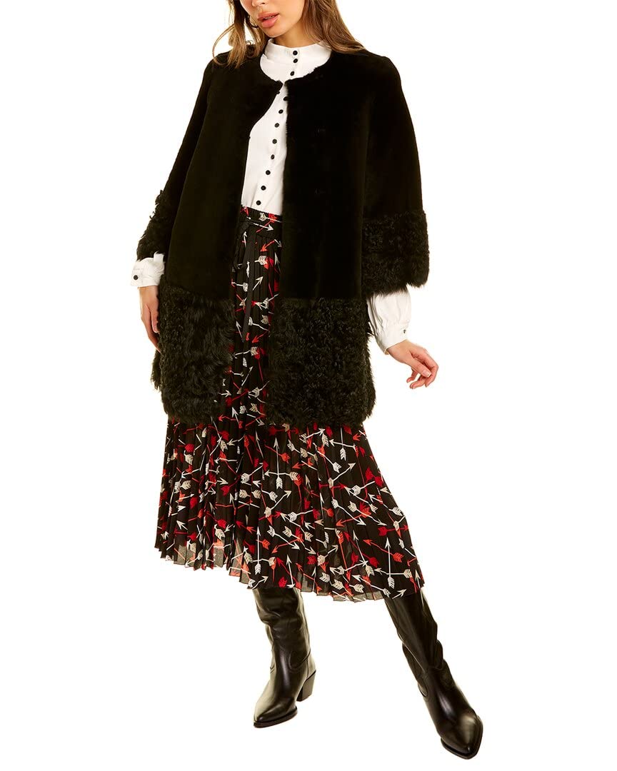 Red Valentino Women's Plush Coat - Size 38, Black - Warm Winter Jacket for Casual Outings & Holiday Parties