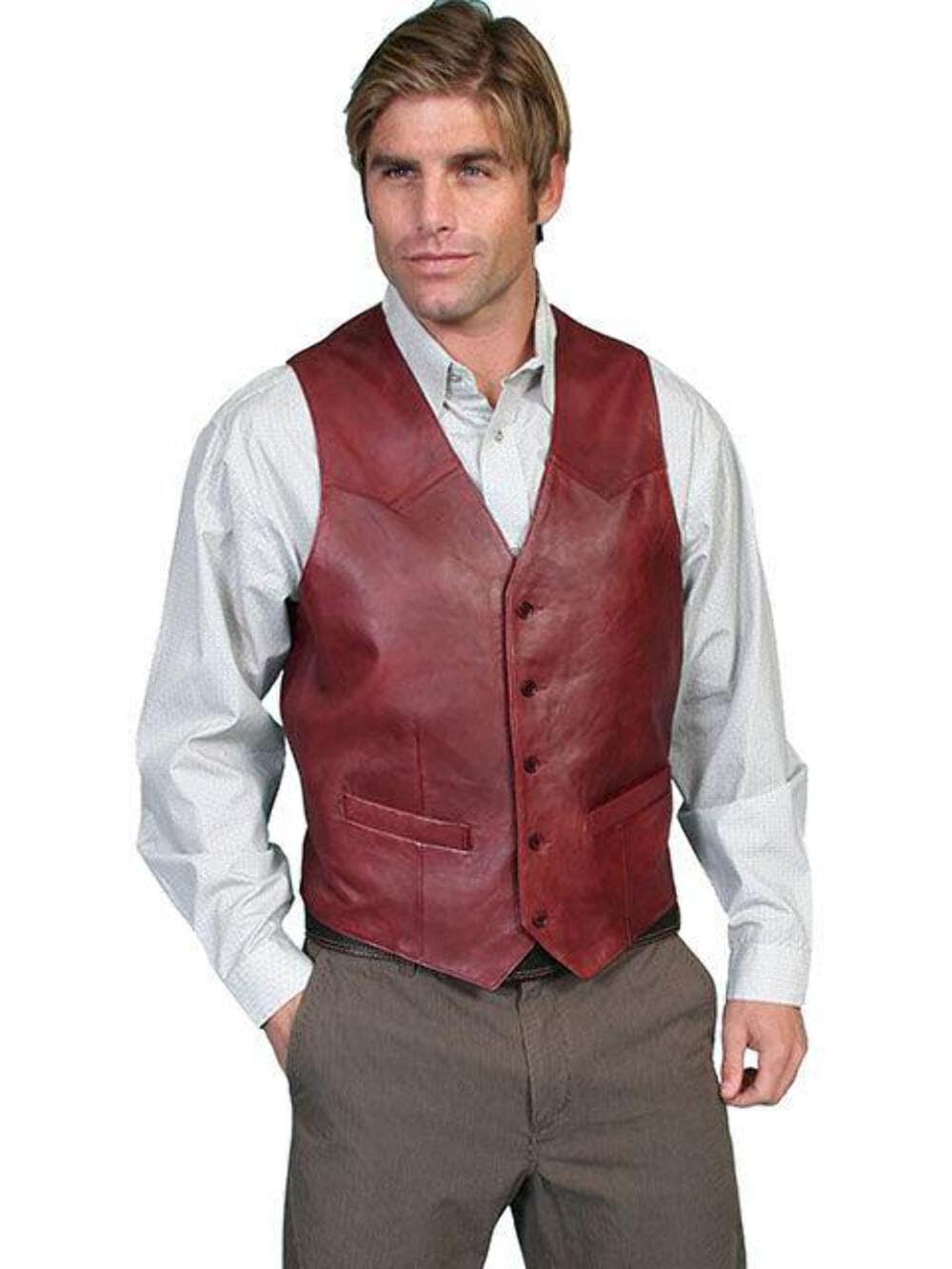 Scully Men's 503 Lambskin Leather Vest in Black Cherry - Size 46L - Premium Biker Jacket for Motorcycle Riding & Casual Outfits