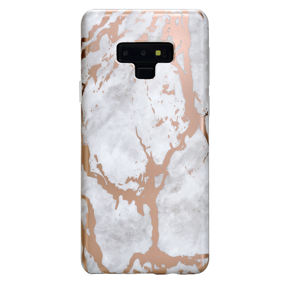 Elegant White Marble with Rose Gold Chrome Samsung Galaxy Phone Case - Perfect for Everyday Protection & Style Enhancement