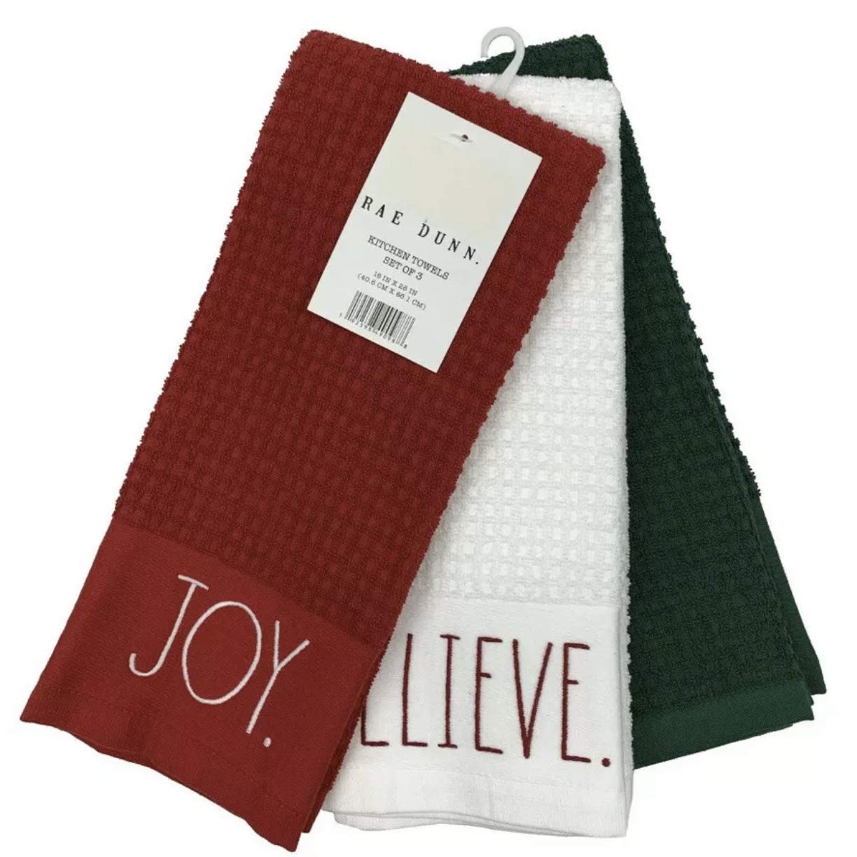 Christmas Kitchen Towels Set of 3 - Joy, Believe, Merry Holiday Dish Towels for Baking, Cooking & Festive Decor | Xmas Gift Idea