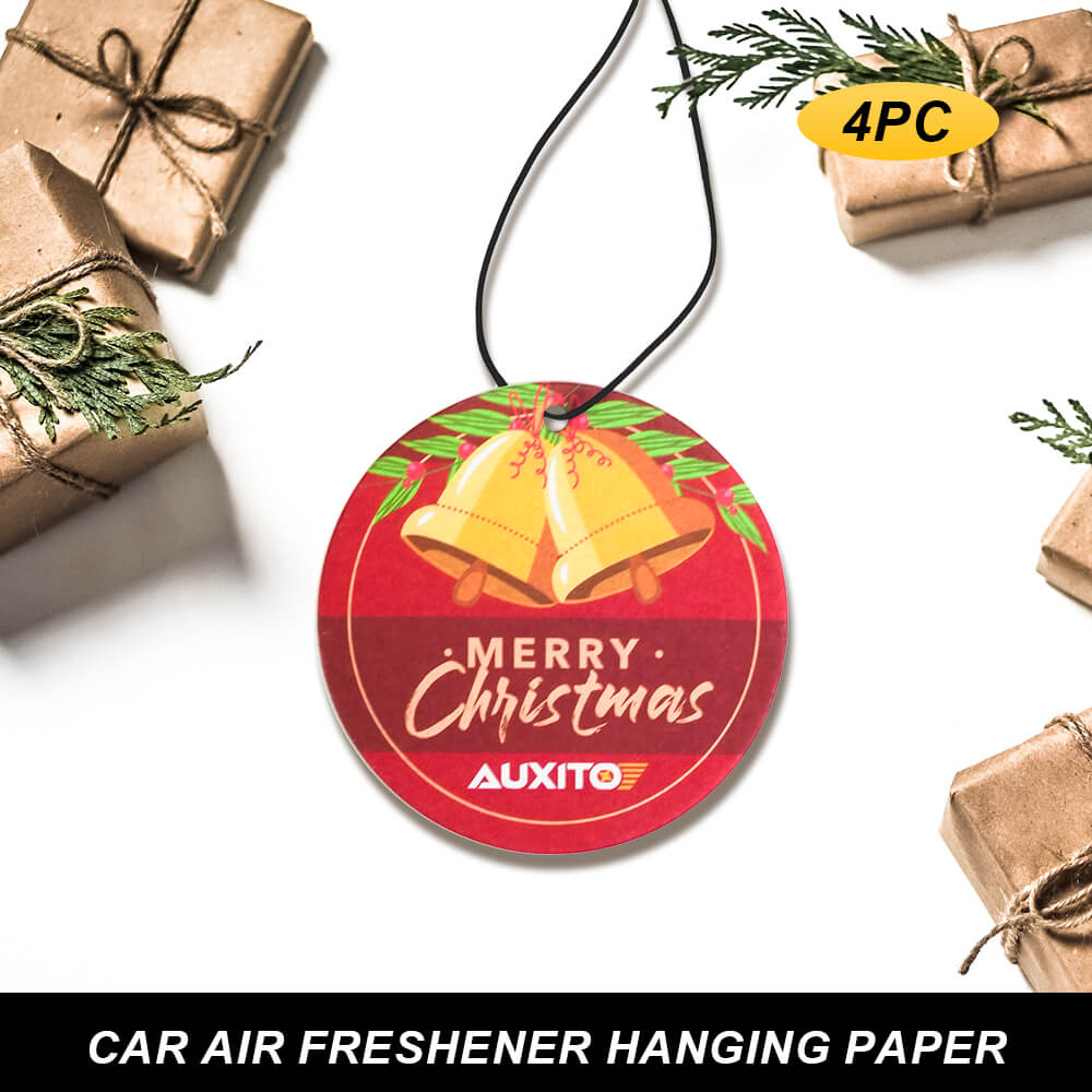 AUXITO Long Lasting Car Air Freshener Hanging Paper - 4 Pack Sandalwood, Bergamot & Lemon Scent | Eliminate Odors for Fresh Car Interior | Perfect for Vehicles, Offices & Small Spaces