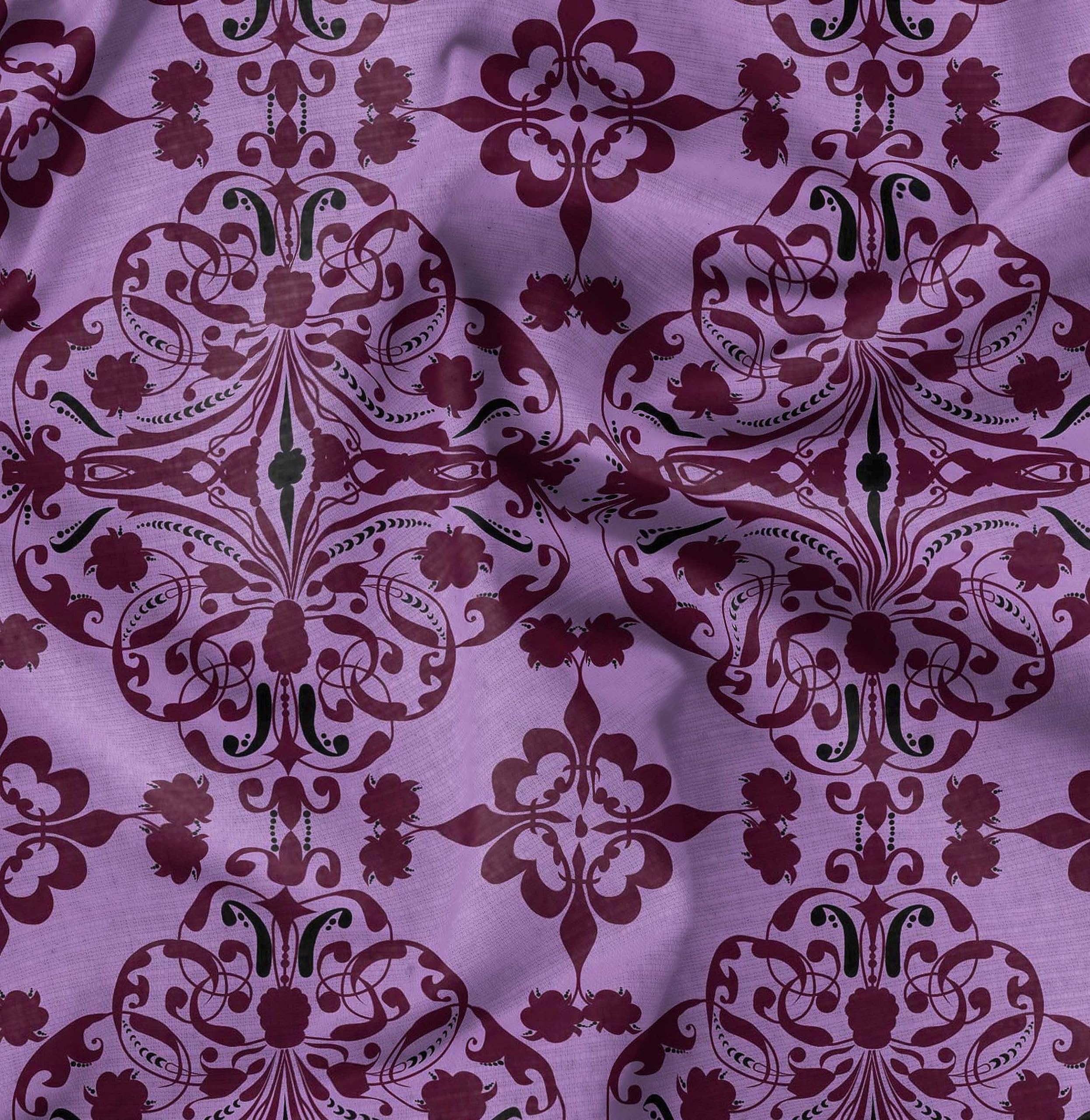 Soimoi Moss Georgette Brown Fabric by The Yard - 42 Inch Wide Moroccan Damask Print Fabric - Exotic Vibrant Patterns for Fashion Dresses, Curtains & Home Decor - Soft Flowy Material for DIY Sewing Projects