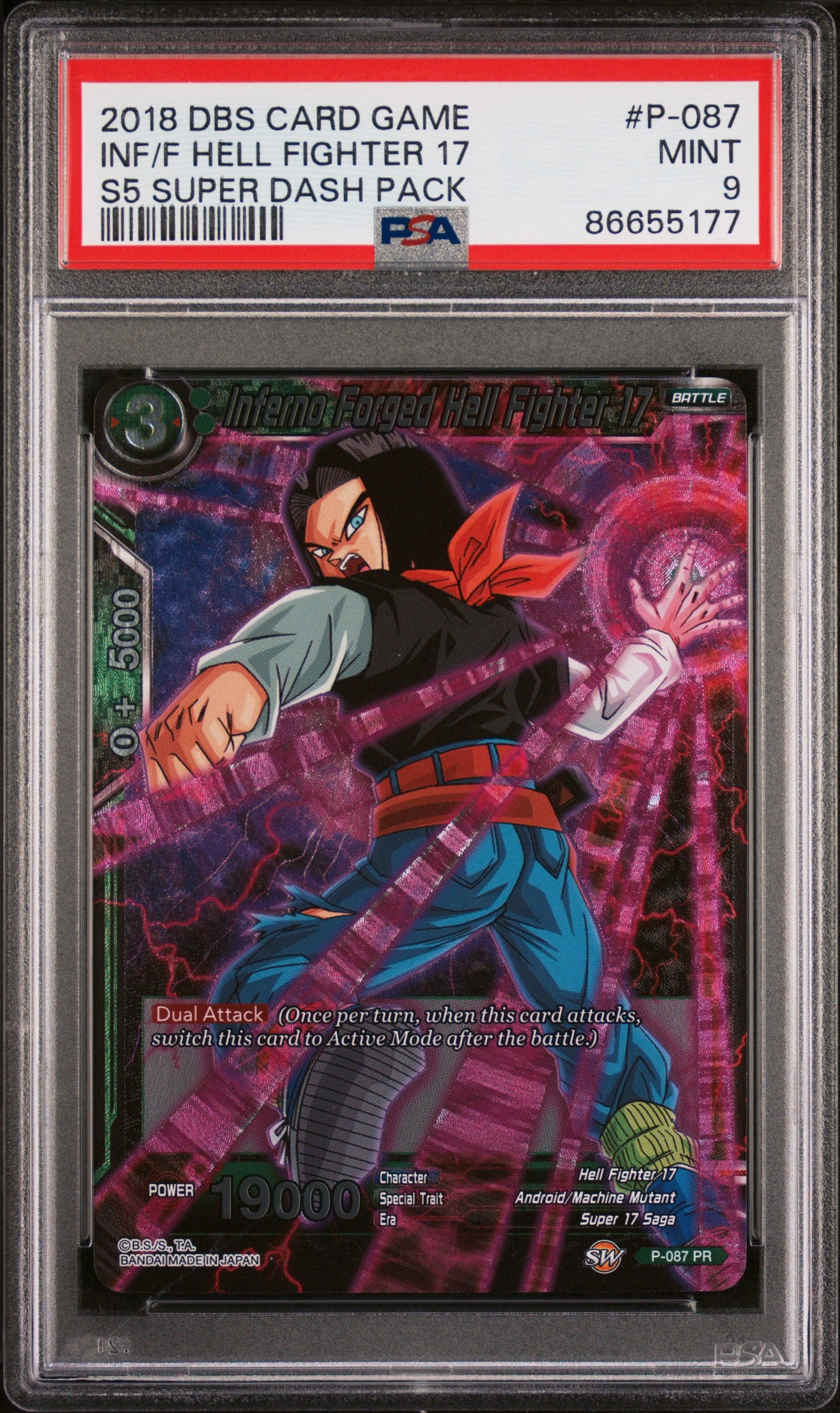 Dragon Ball Super Super Dash Infernal Fighter 17 #P 087 PSA 9 Graded Card - Perfect for Collectors & Anime Fans | Display, Investment, Gaming
