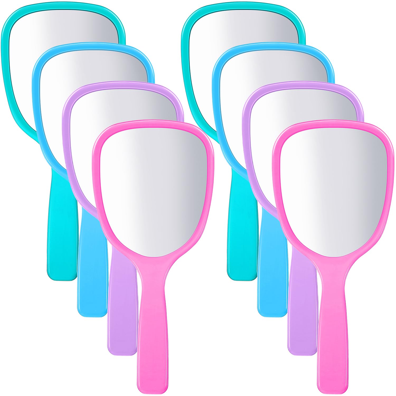 Jetec Compact Travel Makeup Mirror - 8 Pcs Handheld Vanity Mirror for Home & Travel (Blue/Green/Pink/Purple)