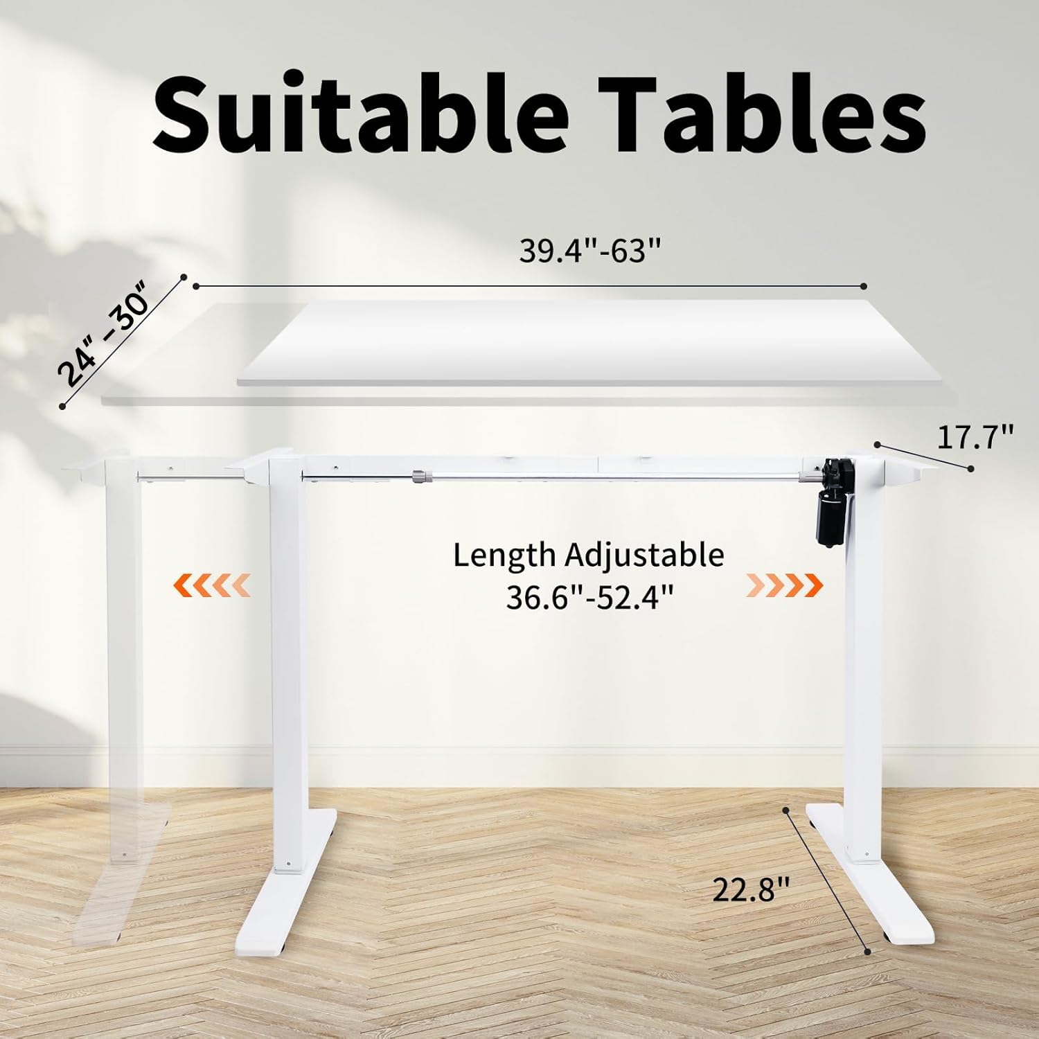 Electric Standing Desk Frame - Adjustable Height Desk Legs with Memory Controller, Up to 47.2