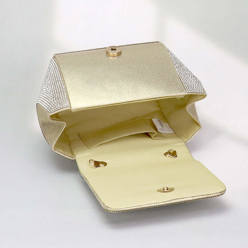Sparkling Gold Studded Flap Evening Bag & Crossbody Purse for Women - Elegant Party Clutch, Wedding, Prom, Night Out Accessory
