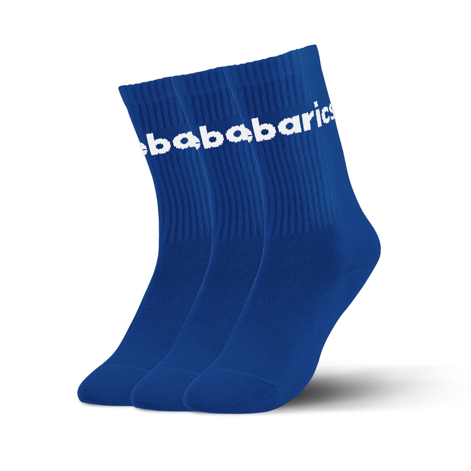 Barebarics Barefoot Socks for Men & Women - Crew Length, Cobalt Blue with Big Logo - 3 Pack - Comfortable Minimalist Socks for Yoga, Running & Everyday Wear