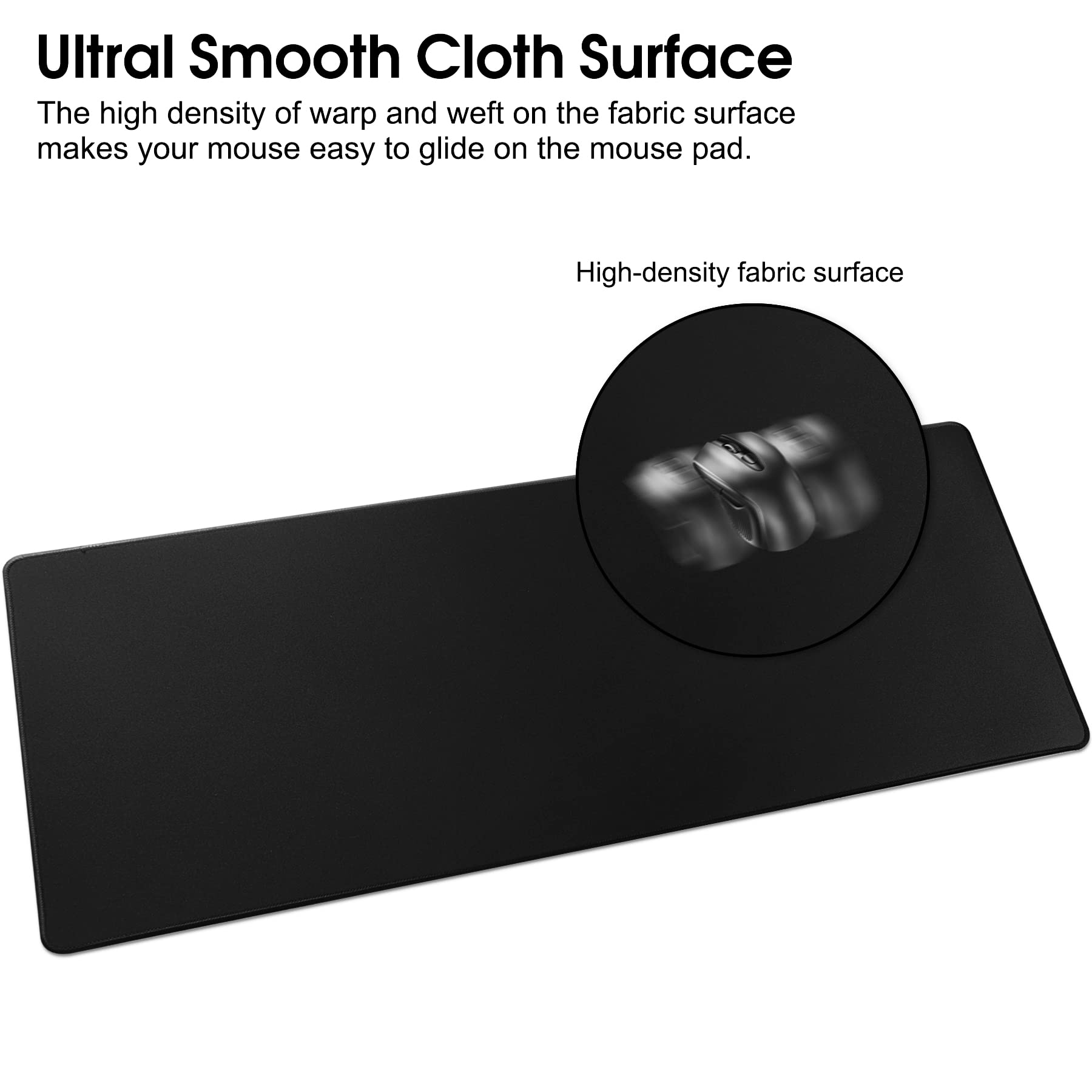 HoYiXi XXL Gaming Mouse Pad (80x30cm) - Ultra Smooth Surface, Anti-Slip Rubber Base, Waterproof Cloth Desk Mat for PC, Laptop, Office & Gaming Setup - Black