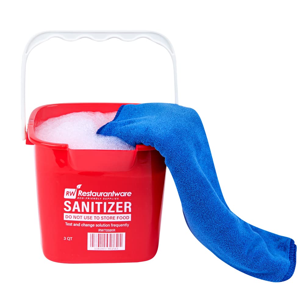 Restaurantware RW Clean 3 Quart Plastic Cleaning Buckets with Measurements - 10 Pack Square Detergent Buckets with Built-In Spout & Handle for Home, Commercial, or Restaurant Use - Ideal for Mopping, Car Washing, and Household Cleaning