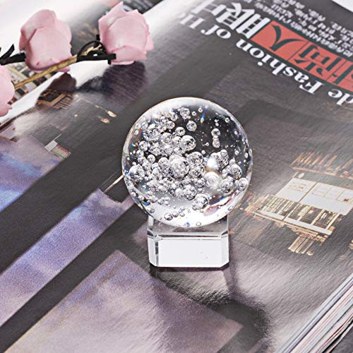 1.6 Inch Crystal Bubble Glass Decorative Ball with Stand - Elegant Home Decor for Centerpieces, Wedding Decor, Tabletop Display & Party Decorations