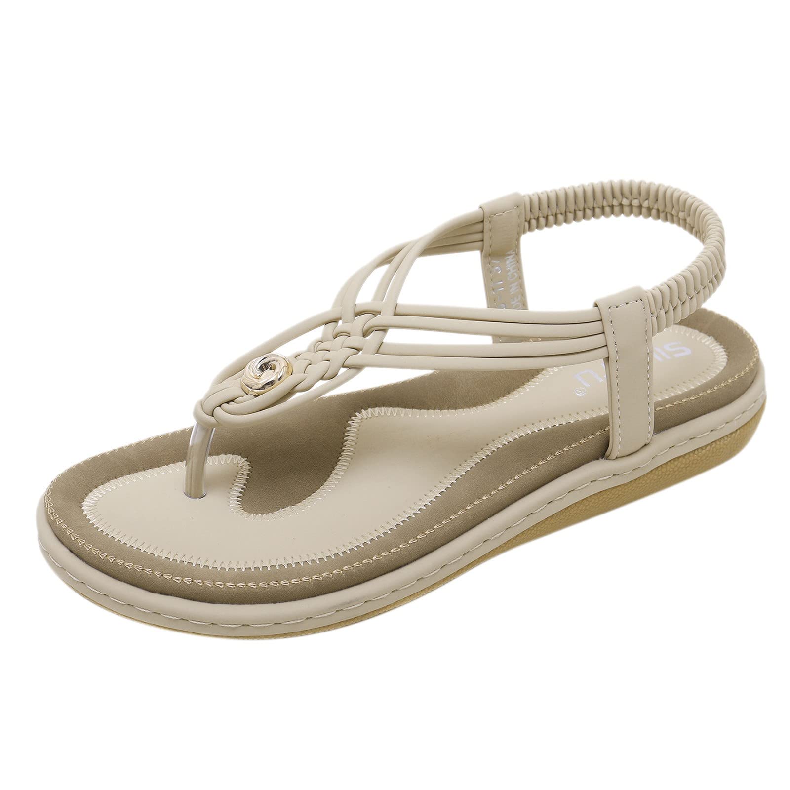 Women's Flat Bohemian Sandals - Fashionable Metal Summer Shoes for Spring & Summer | Perfect for Beach, Vacation & Casual Outfits