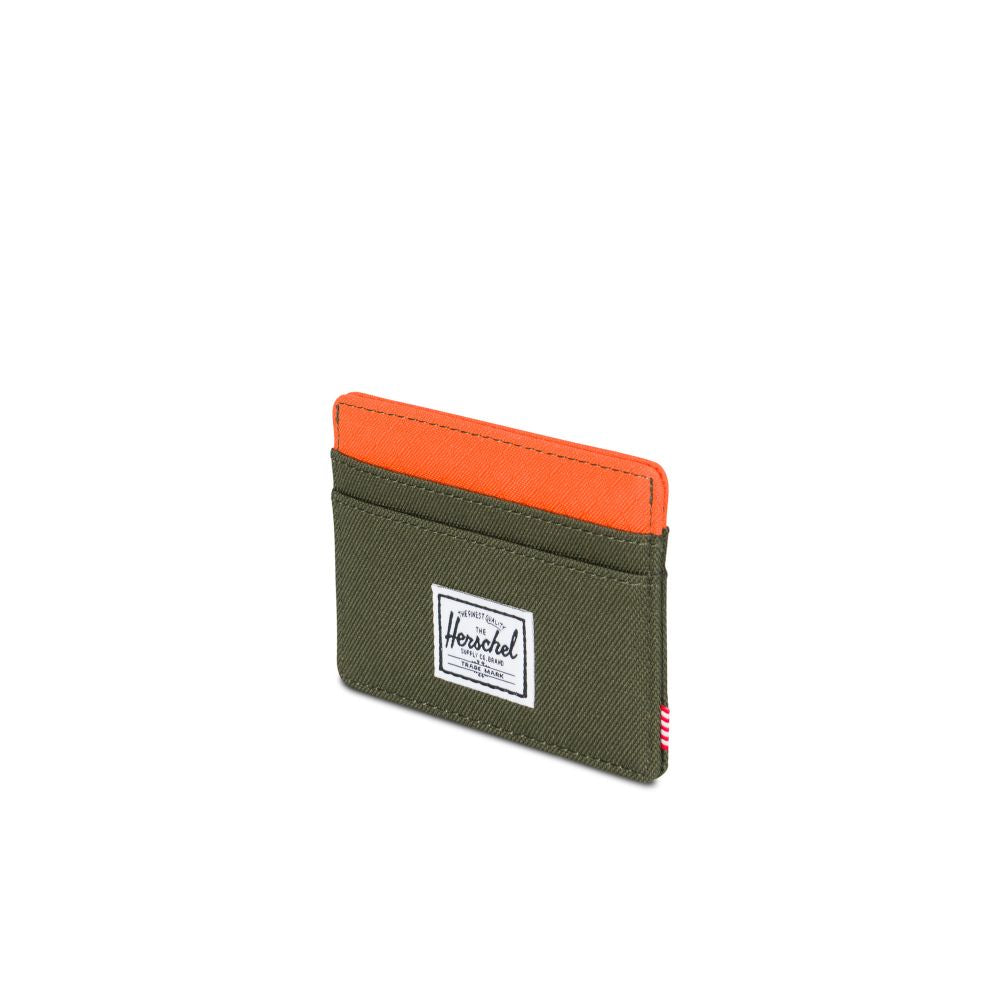 Herschel Charlie Wallet - RFID Blocking Bifold Wallet for Men & Women - Forest Night/Vermillion Orange - Compact & Stylish for Travel, Work & Everyday Use