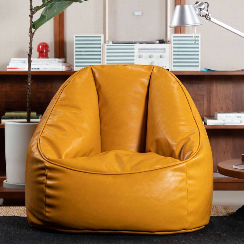 Premium Removable Cover Pre-Filled EPP Bean Bag Chair - White/Sepia/Lime Green - Solid Color Seating for Living Room, Bedroom & Game Room - Comfortable Bean Bag Set for Relaxation & Lounging