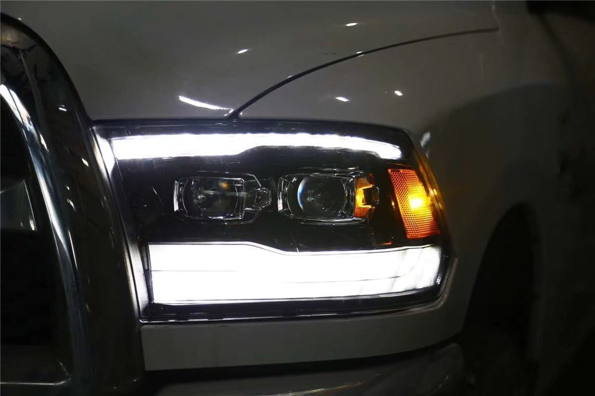 2009-2018 Ram Truck LUXX Series LED Projector Headlights - Black Housing High-Intensity Lights for Improved Night Driving & Off-Road Visibility