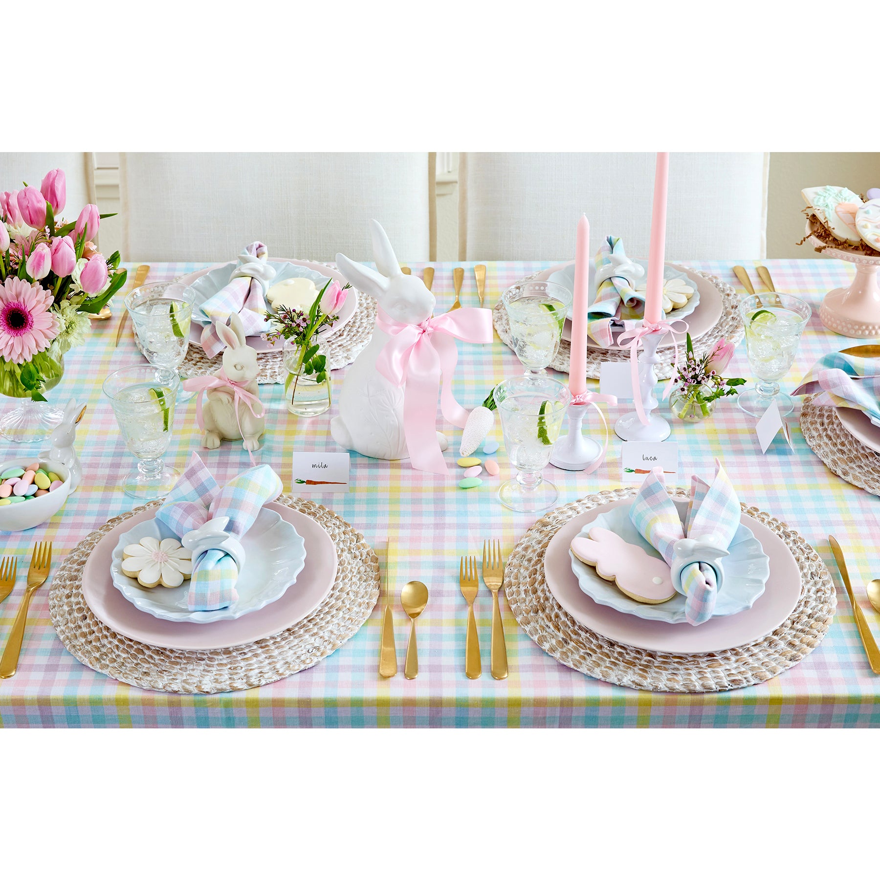 Premium Gingham Checkered Napkins Set of 4 - 100% Cotton Kitchen & Dining Cloth for Parties, Picnics, and Everyday Use