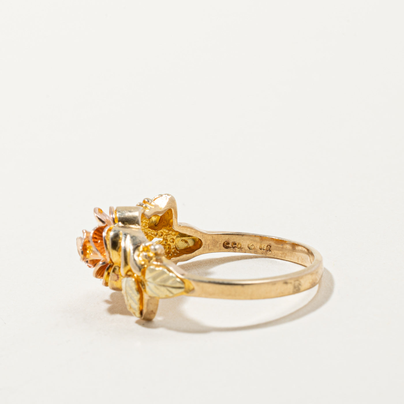 10K Two Tone Gold Rose Ring for Women - Size 7 | Elegant Stackable Band for Everyday Wear, Anniversary & Valentine's Day Gift