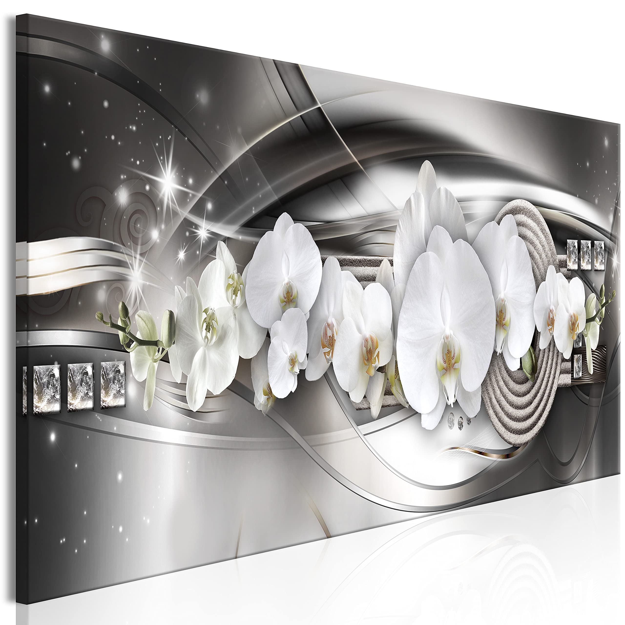 Artgeist Acoustic Canvas Wall Art Print - Orchids Soundproof Painting 53x18 inches (1 Piece) with Sound-Absorbing Foam for Home & Office Decor | Floral Zen Artwork for Living Room, Bedroom & Studio Acoustics