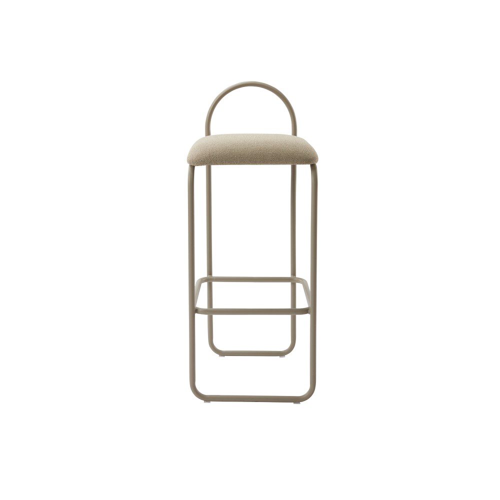 AYTM Angui Bar Chair - Modern Counter Stool with Taupe Boucle Upholstery, 2 Height Options for Kitchen Island, Breakfast Bar & Dining Room Decor