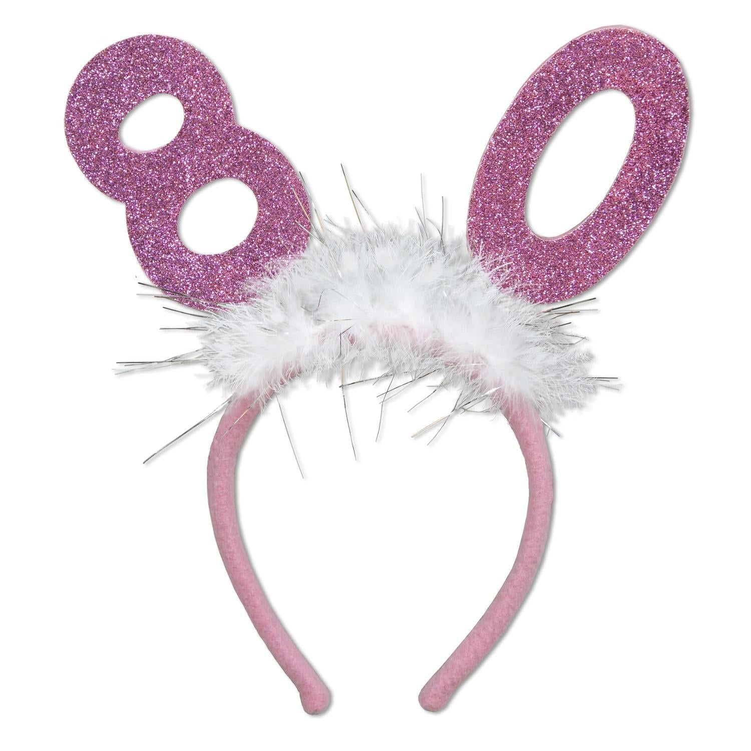 12 Pack Beistle 80th Birthday Party Glittered Boppers with Marabou - Fun Party Favors for Birthday Celebrations, Anniversaries & Special Events