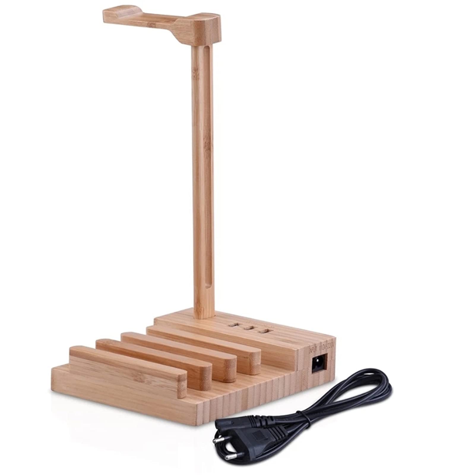 Premium Wooden Headphone Stand with Universal Charging - Space-Saving Headphone Holder for Gaming, Office & Home - Compatible with All Headphones (Wood Finish, One Size) - Perfect for Desk Organization & Gaming Setup Accessories