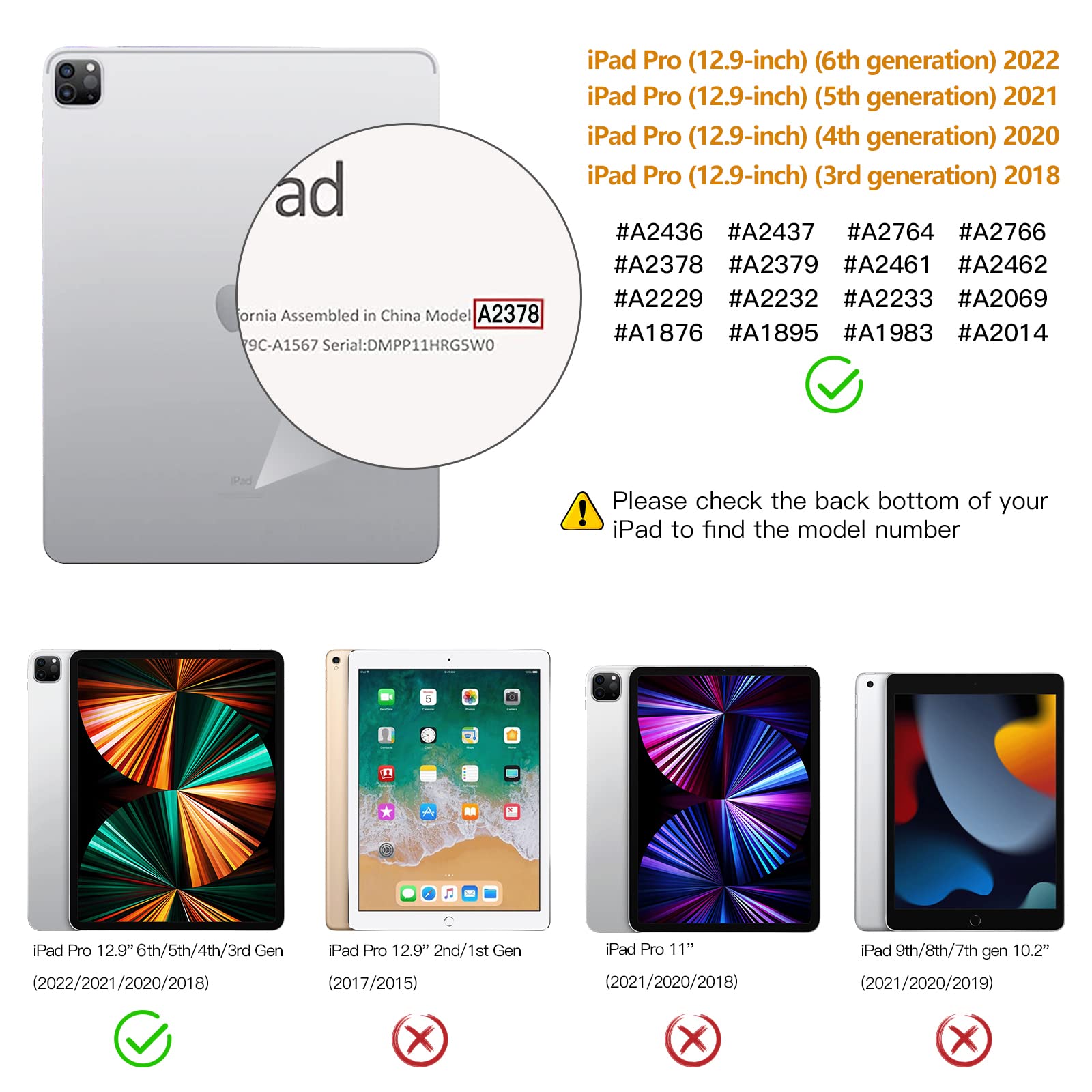 Akkerds iPad Pro 12.9 Case (6th/5th/4th/3rd Gen 2022-2018) - Premium Trifold Stand Smart Cover with Pencil Holder & Auto Wake/Sleep | Shockproof TPU Back | Blue Gray | Perfect for Work, School & Travel
