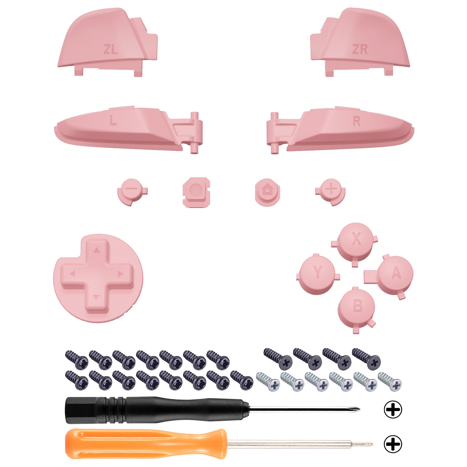 eXtremeRate DIY Replacement Full Set Buttons for Nintendo Switch Pro Controller - Puffy Pink (KRP357) | Customize Your Gaming Experience for Comfort & Style