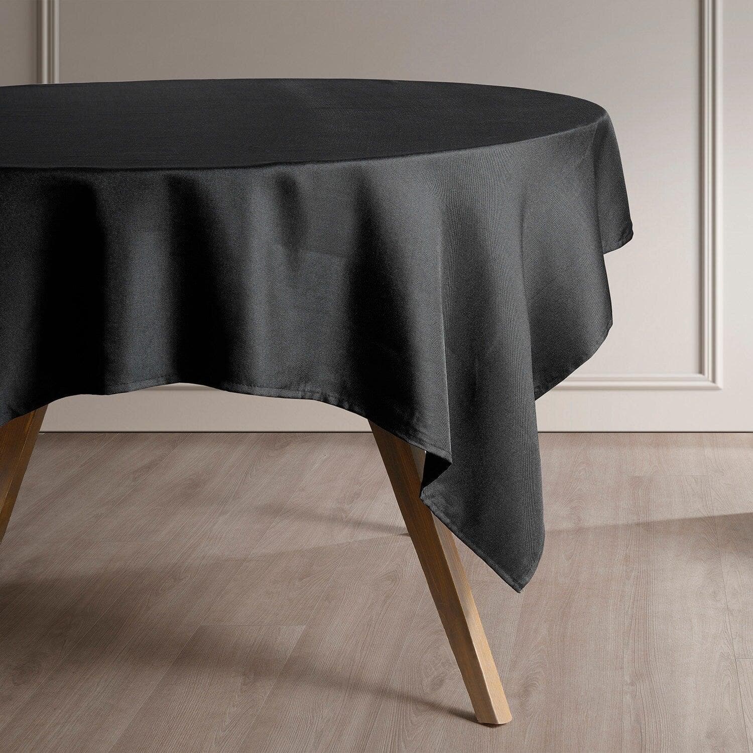 Premium Black Performance Twill Tablecloth - Wrinkle & Stain Resistant - Perfect for Weddings, Parties, and Formal Dining Events