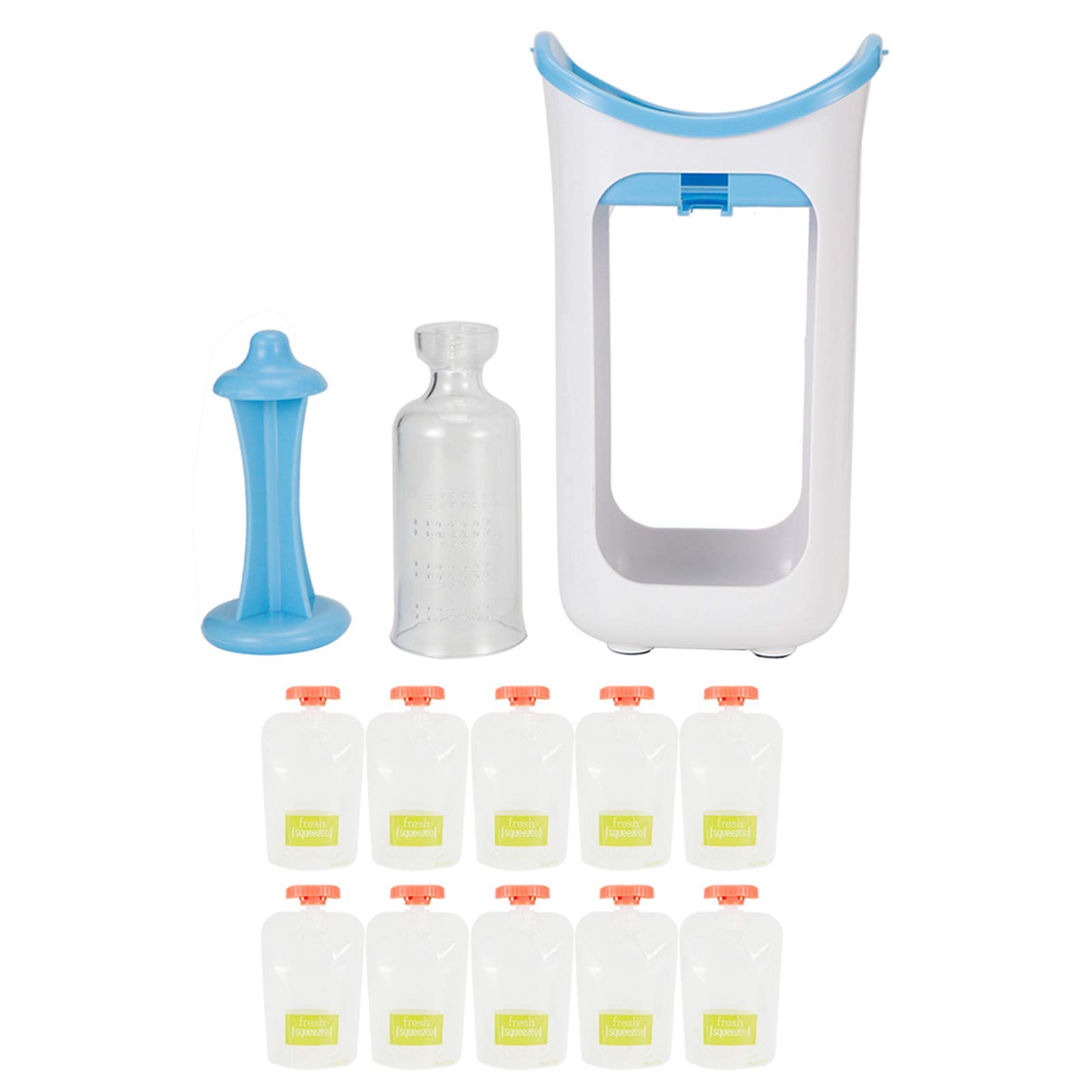 Portable Fruit Puree Squeezer Station - Food Pouches Filling System for Home Kitchen | Easy Baby Food Maker & Snack Packing Tool | Perfect for Meal Prep, Toddler Snacks & On-the-Go Nutrition (Blue)