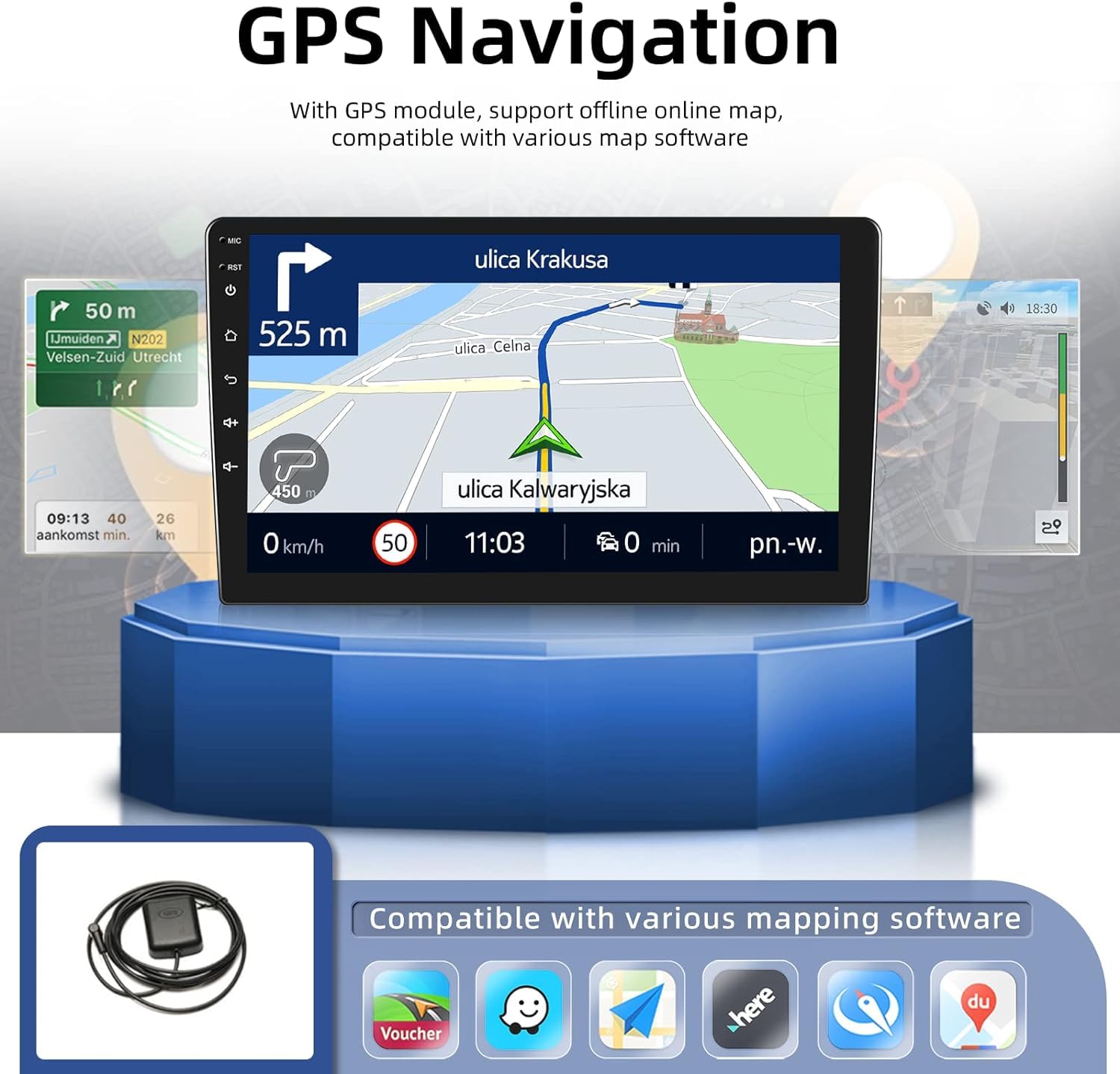 Podofo 10.1 Inch HD IPS Touch Screen Car Stereo for Honda Civic 2006-2011 - GPS Navigation, Bluetooth, WiFi, Mirror Link, Backup Camera, Mic | Perfect for Road Trips & Daily Commutes