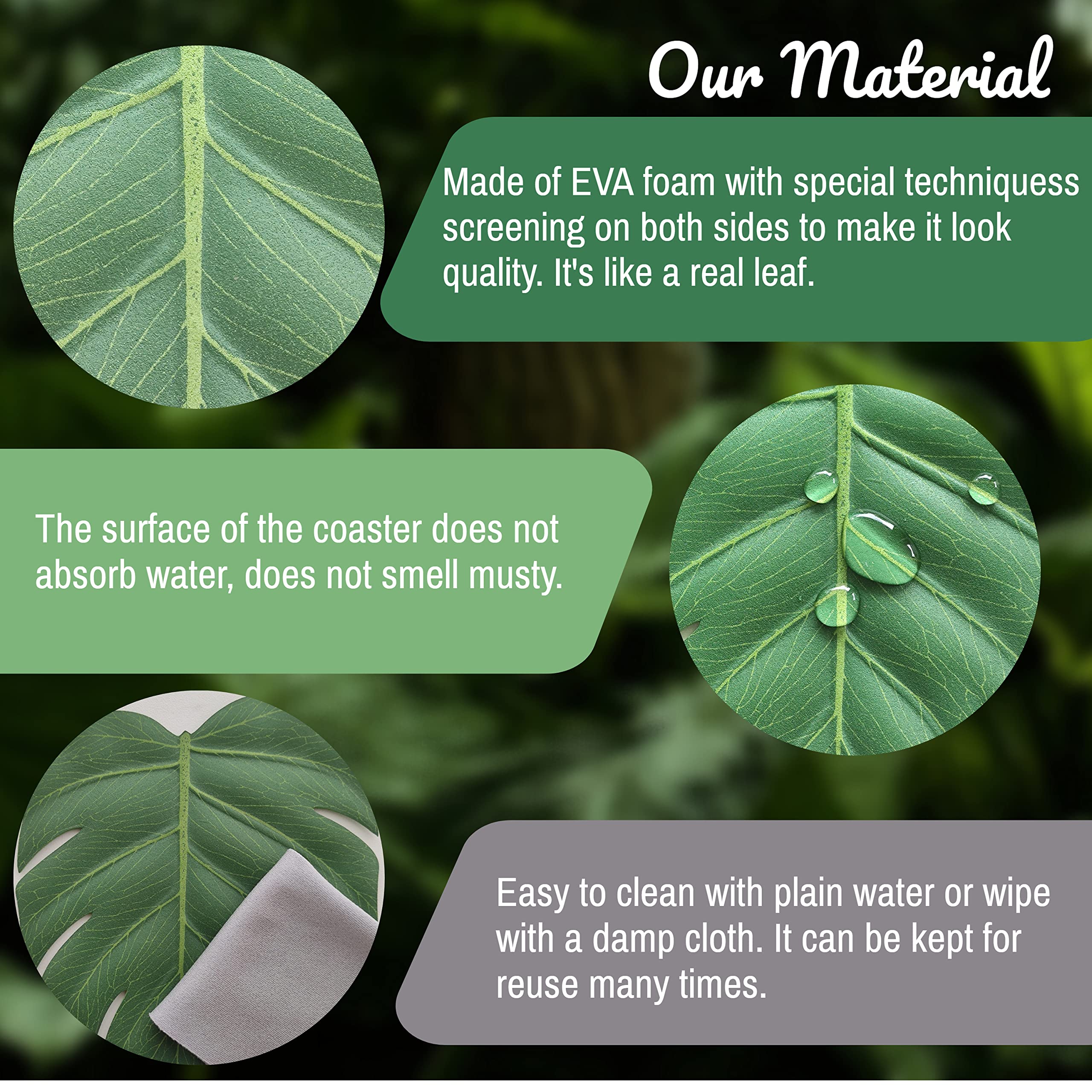 BKKDecor | 6-Pack Monstera Leaf Coasters for Drinks - Waterproof & Heat-Resistant Tropical Home Decor | Perfect for Parties, Weddings & Housewarming Gifts | Stylish Table Protection for Coffee, Wine & Cocktail Glasses