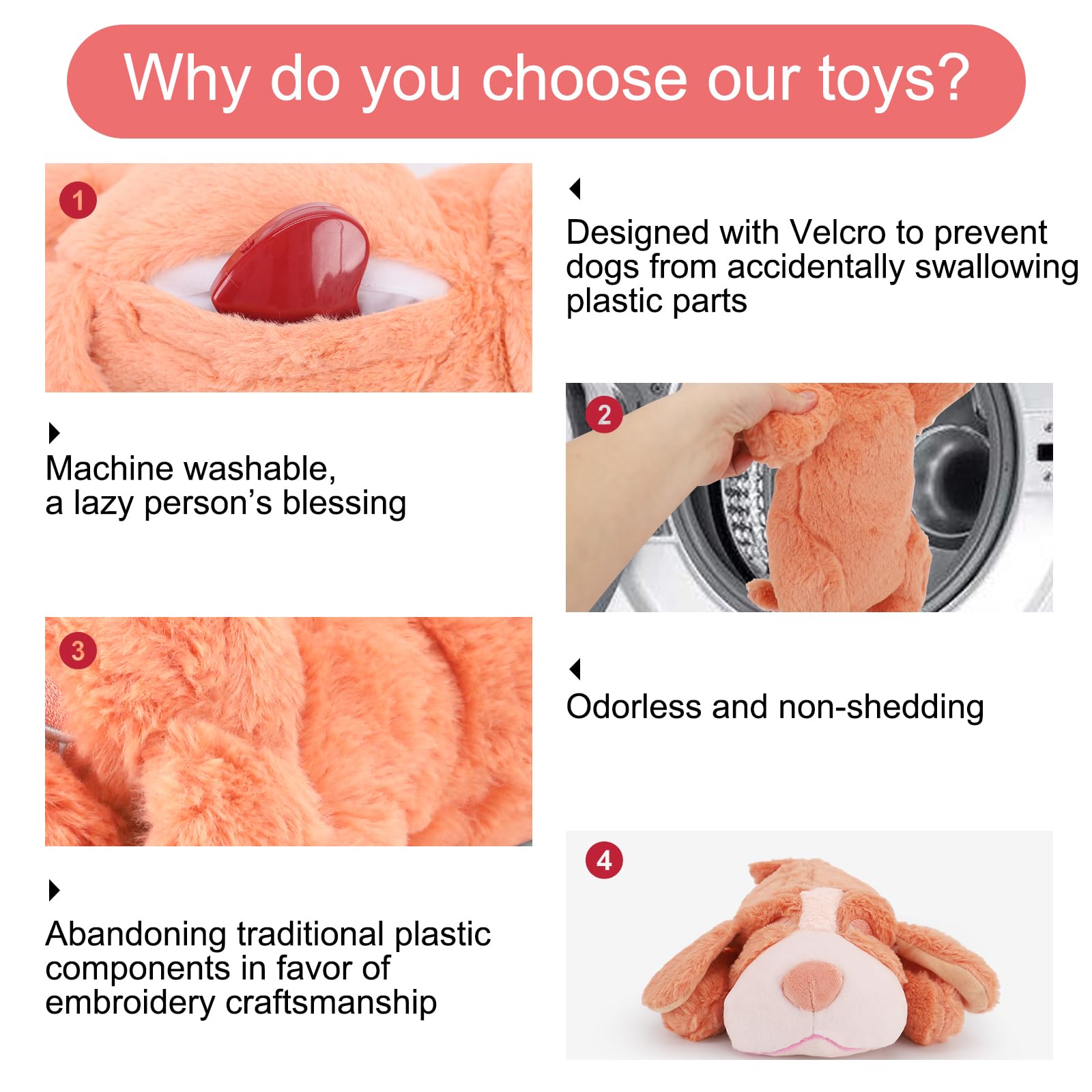 IFOYO Heartbeat Dog Toy - Puppy Anxiety Relief & Calming Aid, Soft Stuffed Animal Comfort Toy for Crate Training & Behavioral Support (Pink) - Perfect for Anxious Dogs, Separation Anxiety, and New Puppy Adjustment