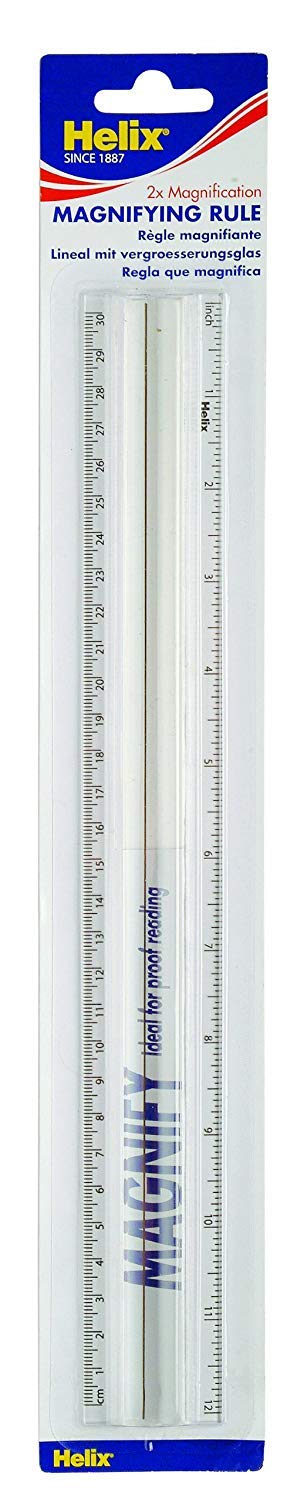 Helix L30 300mm Clear Plastic Magnifying Ruler with 2X Magnification - Perfect for Reading Small Print, Crafting, Sewing & Engineering Measurements