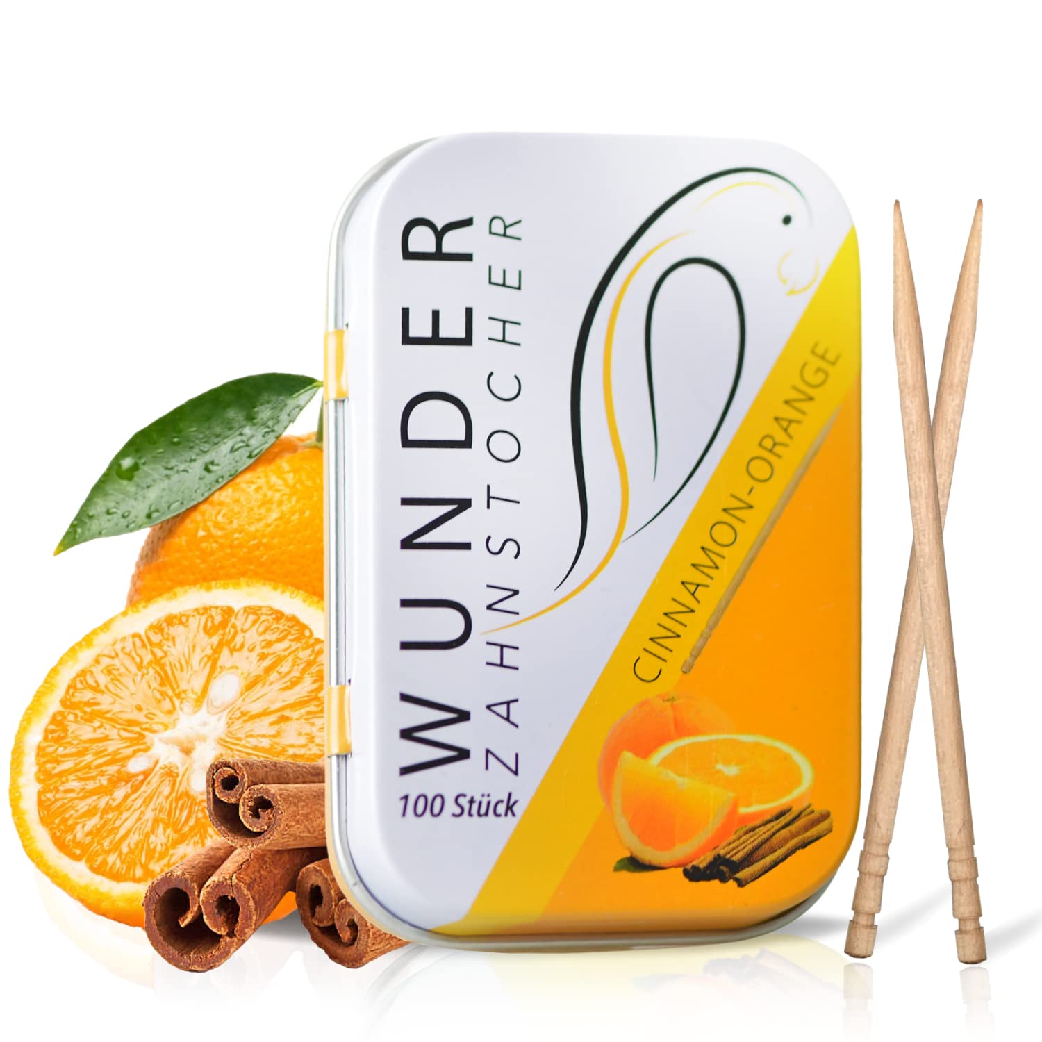 Flavored Toothpicks for Fresh Breath - Sugar-Free, Vegan Cinnamon & Orange Toothpicks - Plastic-Free Chewing Gum Alternative - Stop Nail Biting & Clean Teeth On The Go - Perfect for Travel, Office, and After Meals
