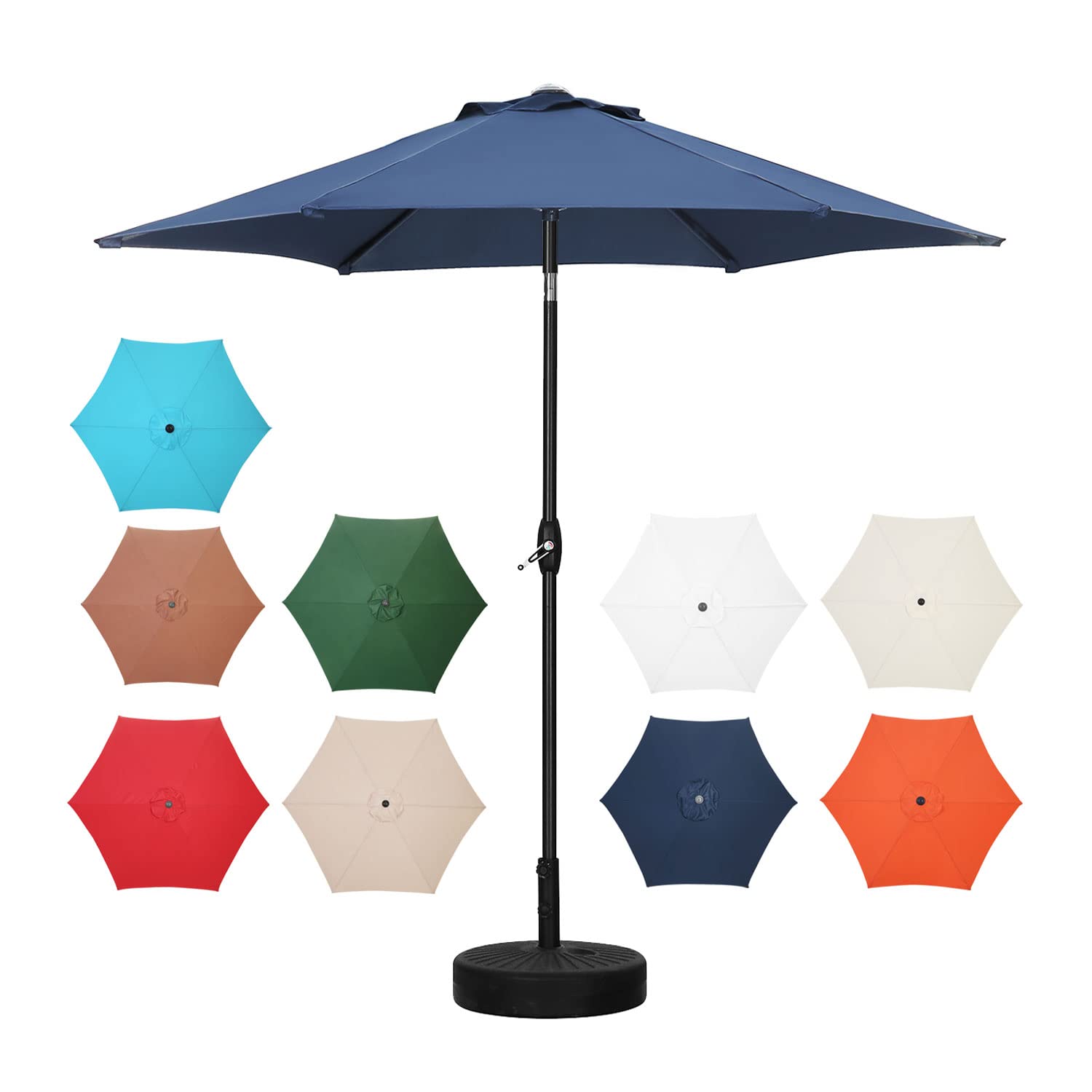 7.5FT Outdoor Patio Umbrella with Push Button Tilt - Navy Blue Garden Umbrella for Poolside, Backyard, Deck & Outdoor Dining