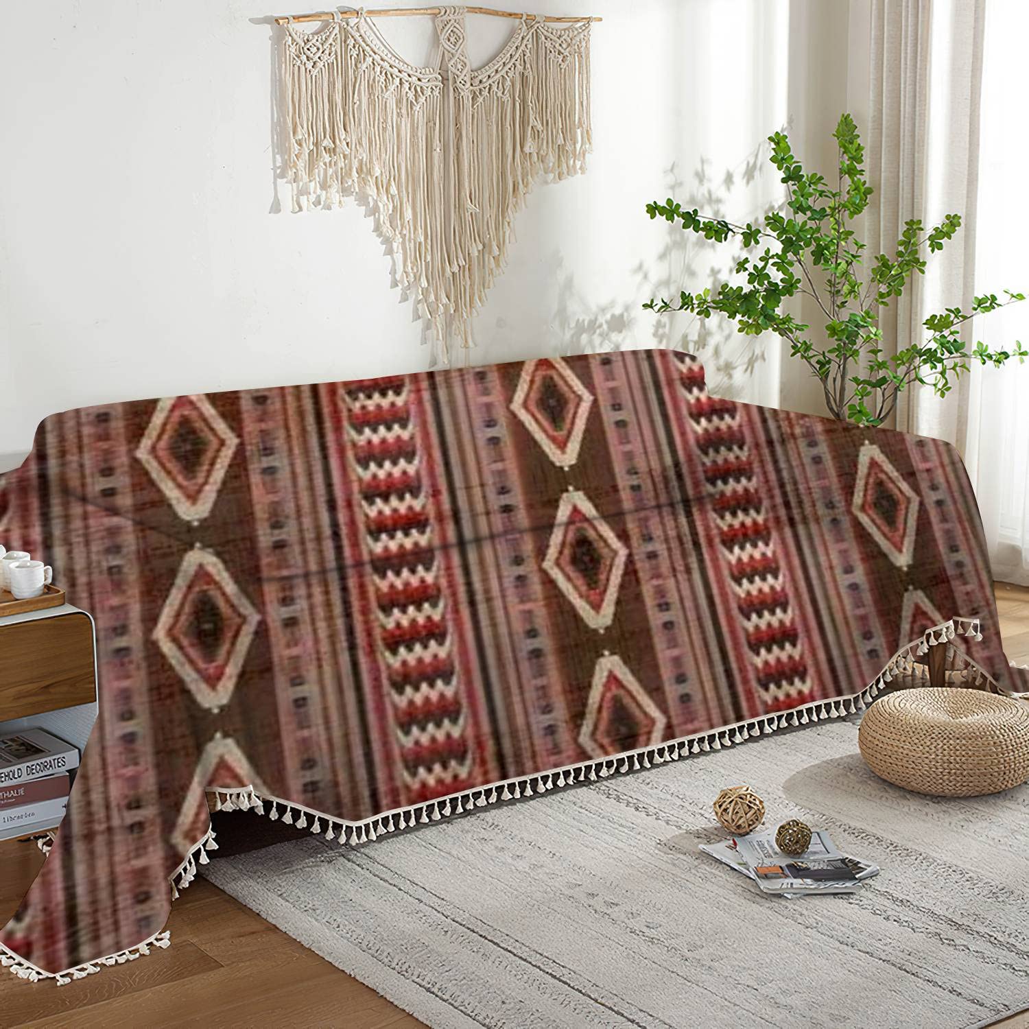 Washable Navajo Tribal Sofa Cover - Southwestern Native Indian Ethnic Print Slipcover, Couch Protector & Throw Blanket for Living Room, Bedroom | Pet-Friendly Furniture Protector for Couches, Sofas & Chairs