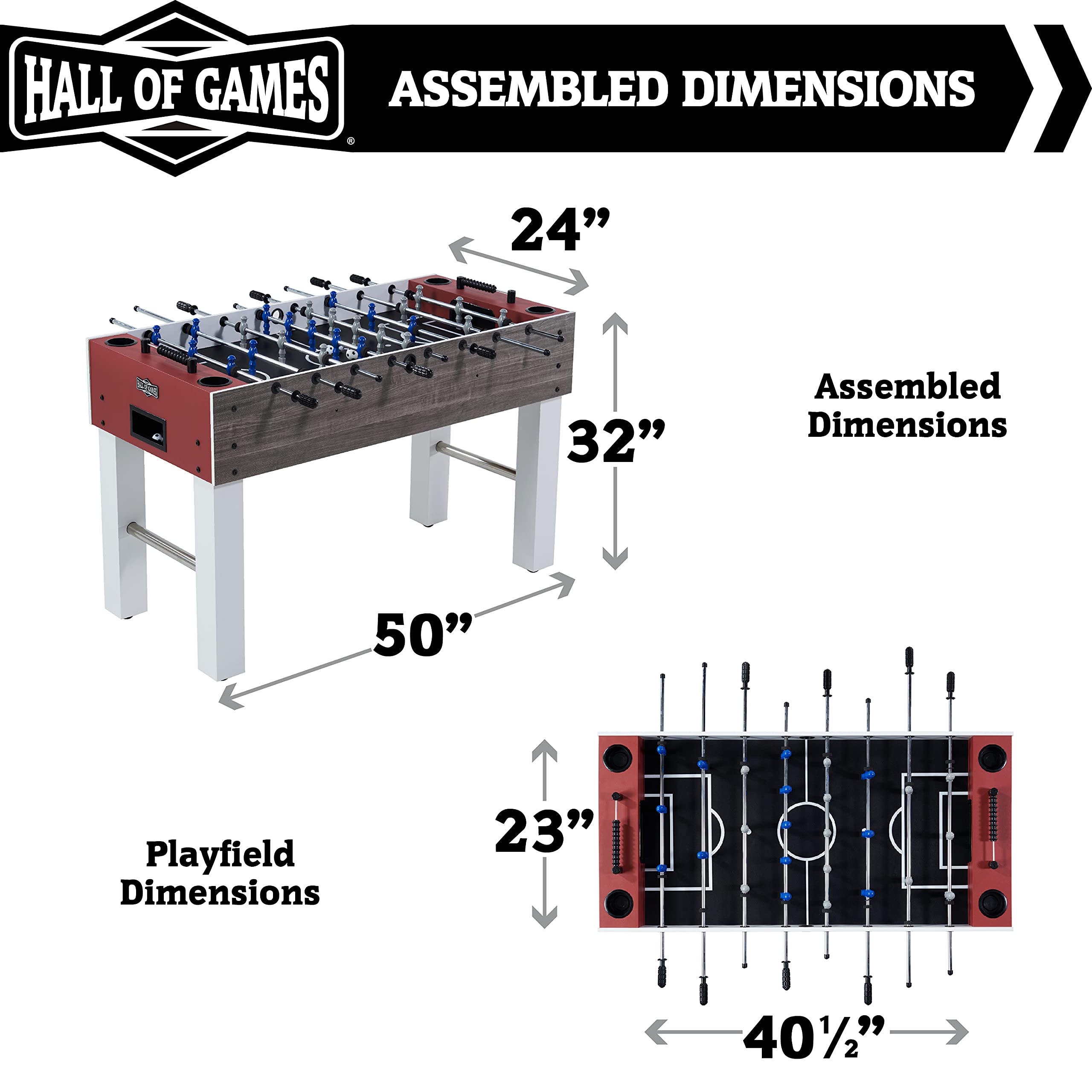 Durable & Stylish Hall of Games Foosball Table with Tabletop Balls - Multiple Design Options for Game Rooms, Bars & Recreation Areas - Best Indoor Sports Entertainment for Family Fun & Parties