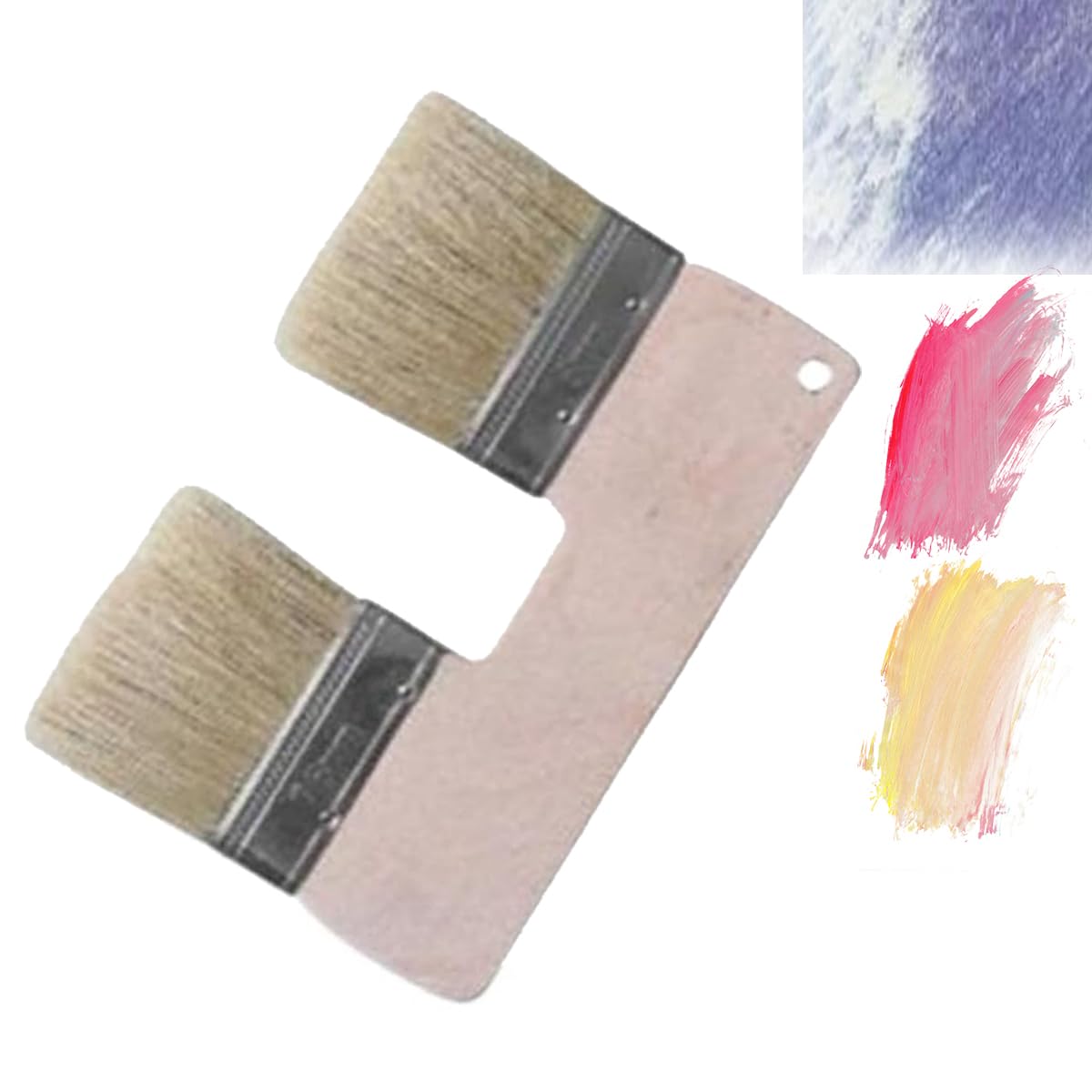 3-Inch Double Head Paint Brush for Acrylic & Pottery - Dual Bristle Art Brush for Glazing, Texturing & Detailing - Perfect for Canvas Painting, Ceramic Art & DIY Crafts