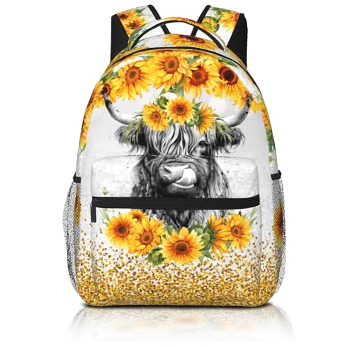 Sunflower Highland Cow