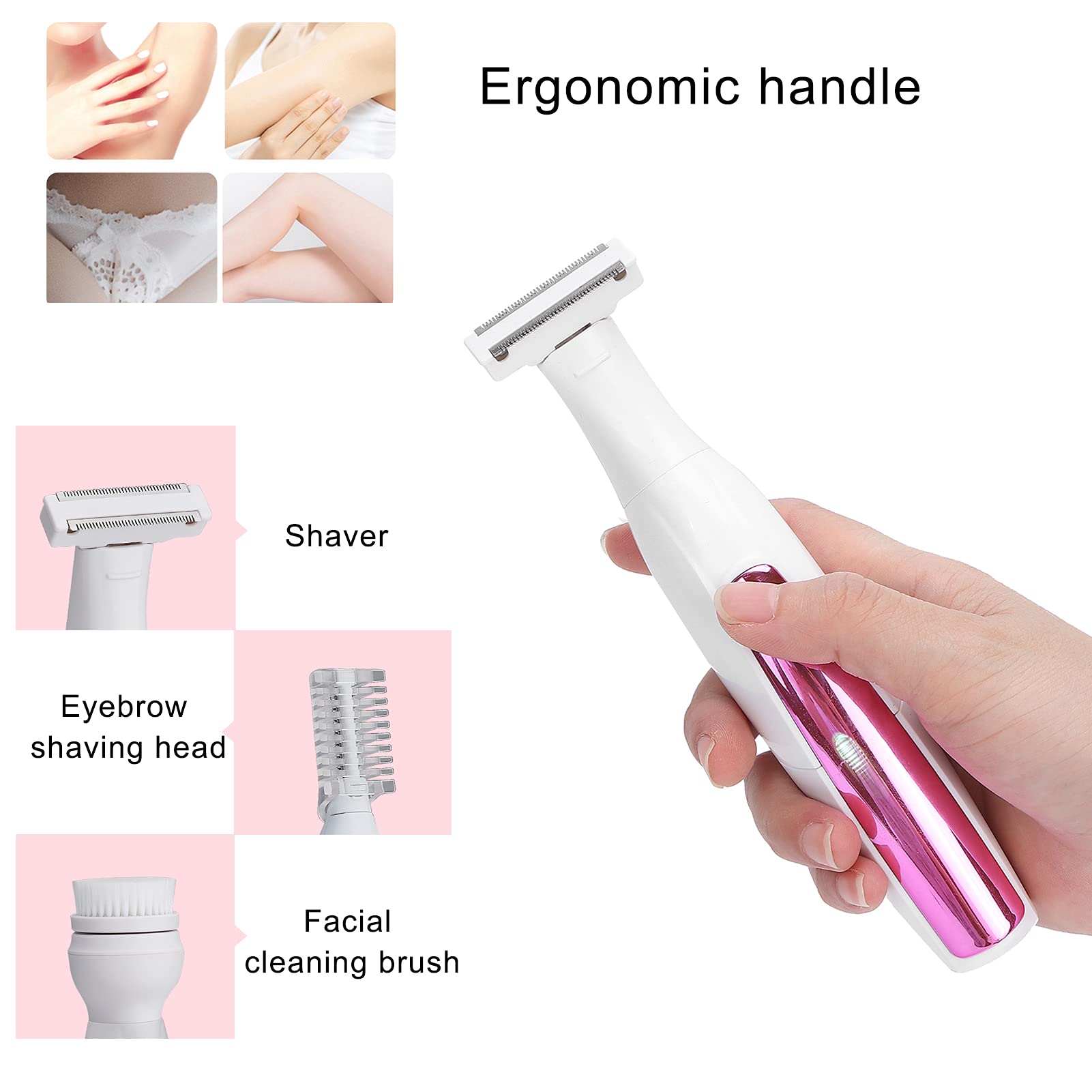 Women's 3-in-1 Electric Razor & Trimmer for Face & Eyebrows - Skin Care & Hair Removal