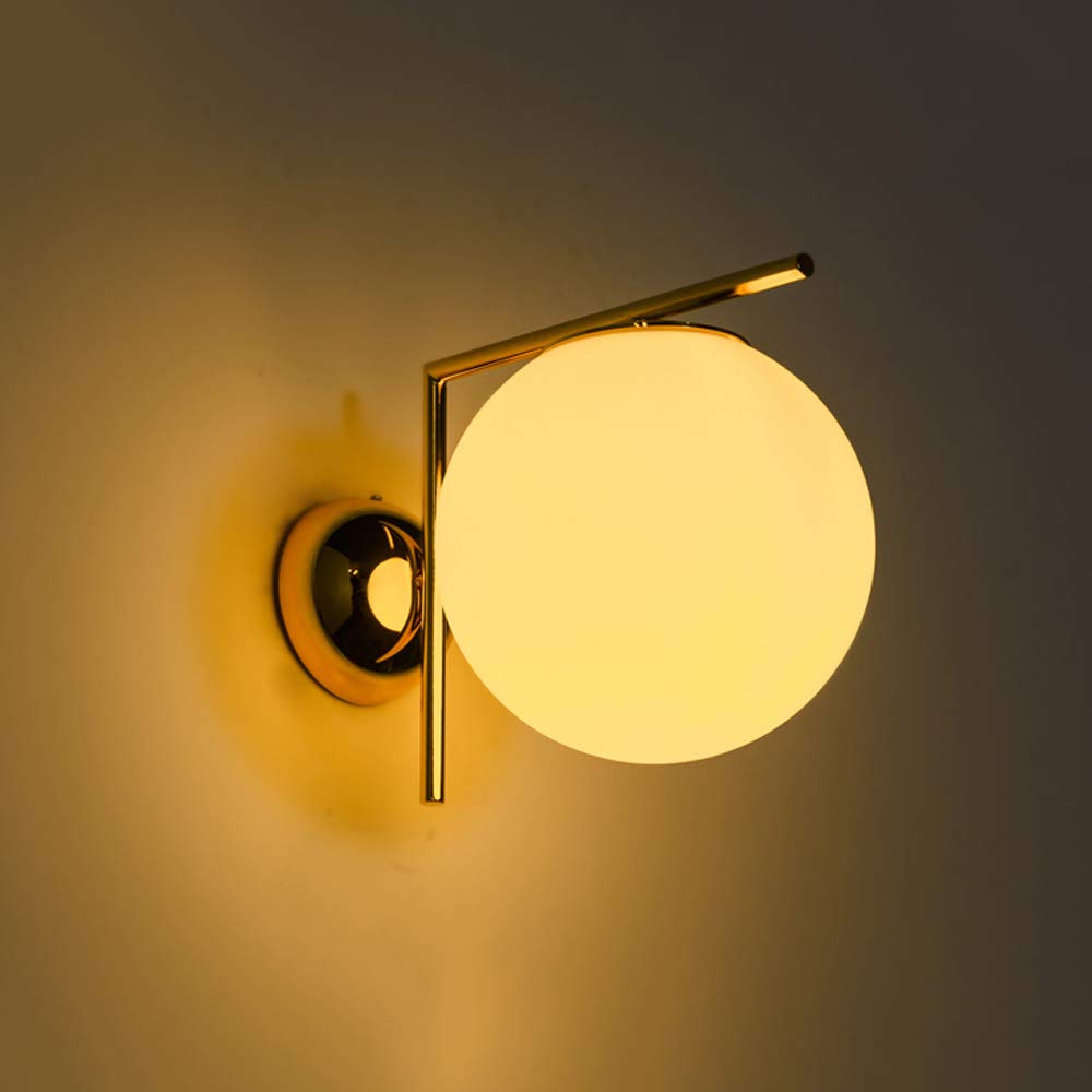Modern Minimalist Wall Sconce - Circular Glass Wall Mounted Light for Bedroom, Living Room & Hallway | Postmodern Style Decorative Lighting for Home, Restaurant & Study Background