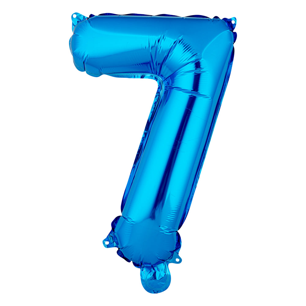 Balloonify Blue Mylar Number 7 Balloon - 16 Inch Large Foil Balloon for Birthday Parties, Baby Showers & Celebrations (1 Count Box)