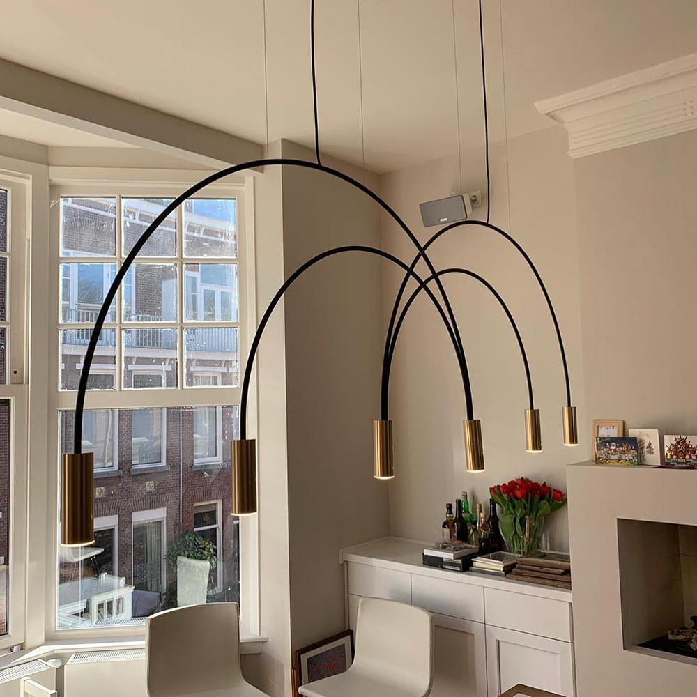 Modern Arcs Pendant Light - Adjustable Hanging Chandelier for Kitchen Island, Dining Room, and Living Room Decor - Sleek Minimalist Design with Dimmable LED Lighting