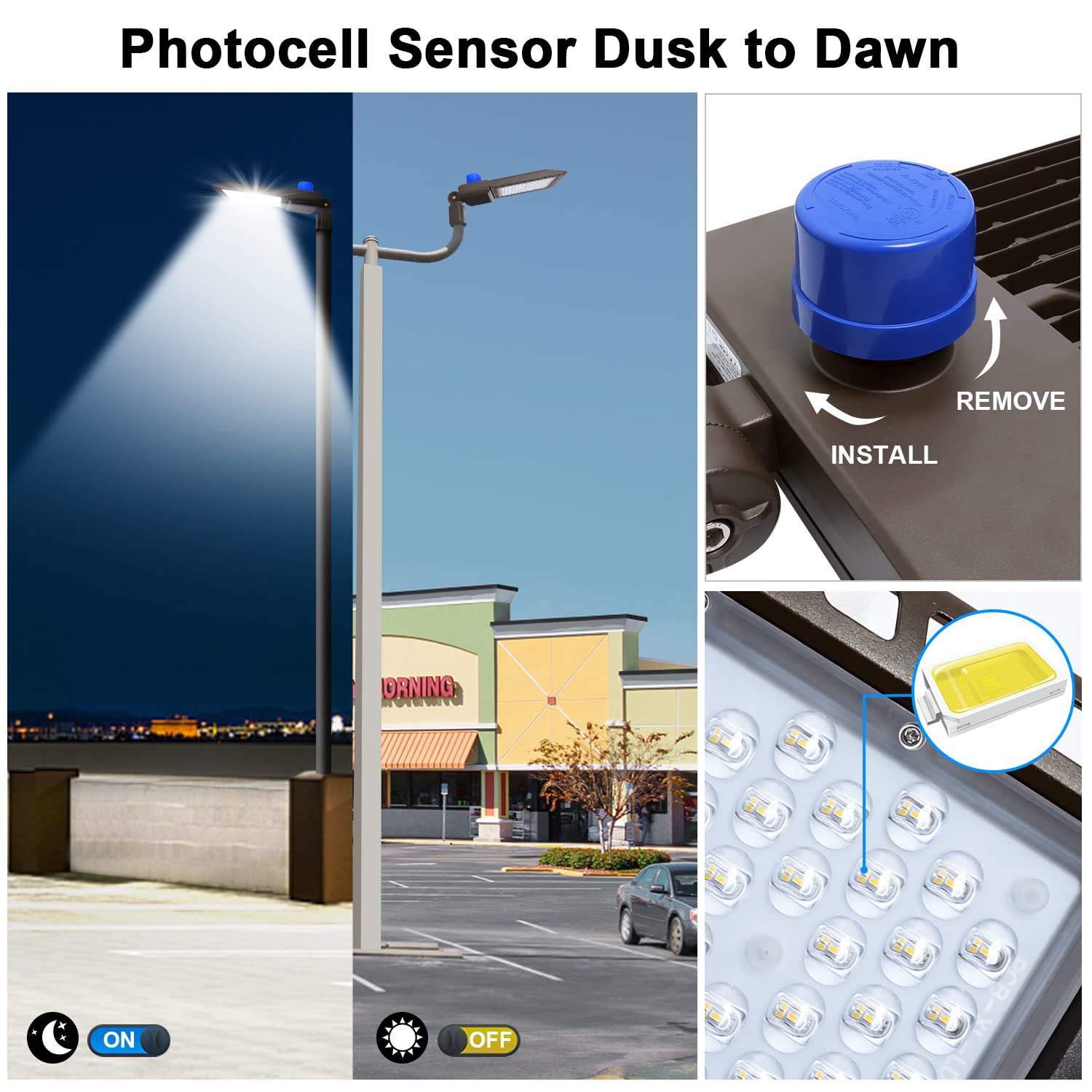 45000LM 300W LED Parking Lot Light, Dusk to Dawn Outdoor Flood Light, IP65 Waterproof, 5500K Daylight, 100-277V Commercial Shoebox Fixture - Perfect for Stadiums, Yards, Parks, Streets & Large Outdoor Areas
