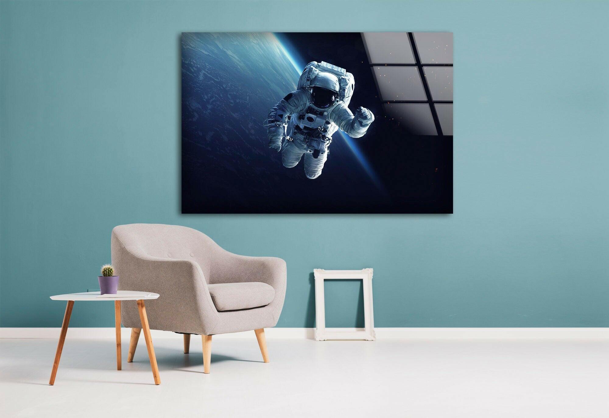 Astronaut Spacewalk Glass Wall Art - Stunning Space-Themed Decor for Living Room, Bedroom & Office