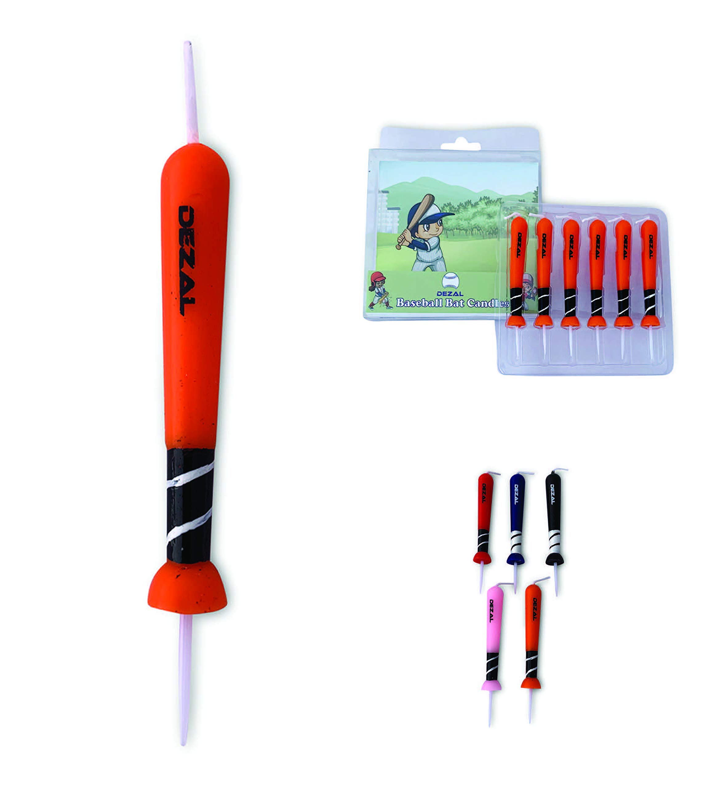 Orange Baseball Bat Candles (6 Pack) - Birthday Party Decor for Baseball Fans