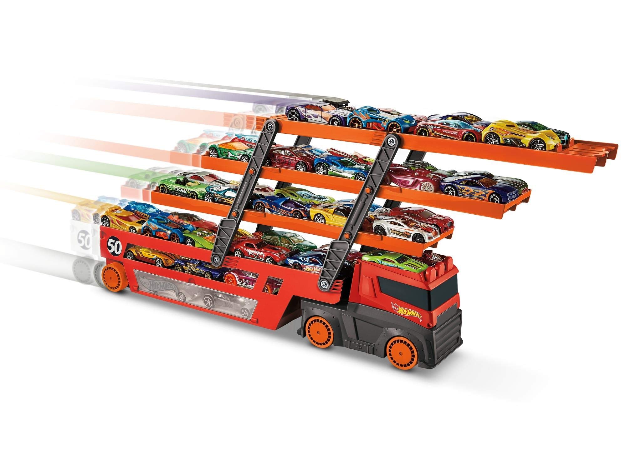 Hot Wheels Mega Hauler Toy Car Track Set - 6 Expandable Levels with Storage for 50+ 1:64 Scale Vehicles | Connects to Other Hot Wheels Sets | Perfect for Kids' Racing Adventures & Collectible Display