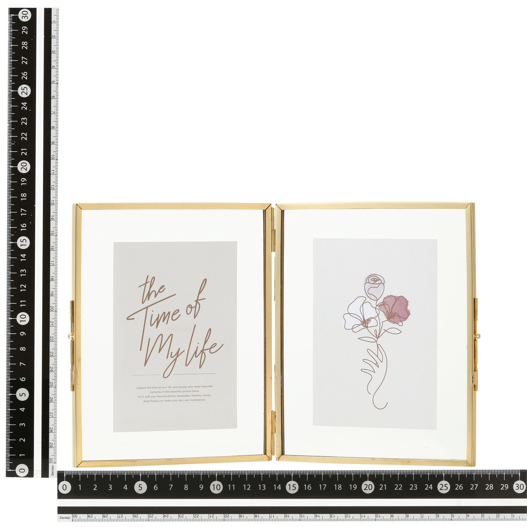 Premium Gold Metal Glass Frame with 2 Windows - Elegant Home & Office Decor for Picture Display and Wall Art
