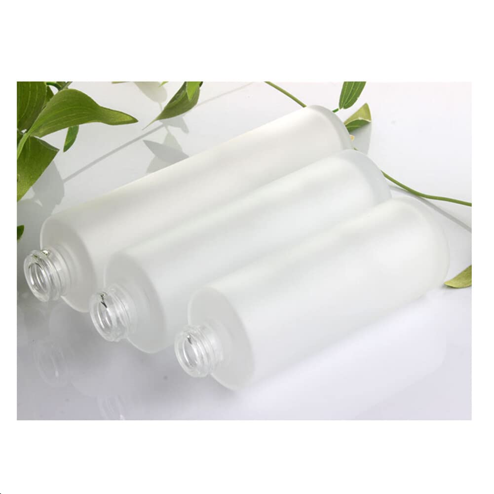 QUUPY 1oz (30ml) Empty Refillable Matte Glass Lotion Bottles with Pump - 3 Pack Travel-Size Toiletry Containers for Creams, Toners & Skincare - Perfect for Purse, Handbag & Gym Bag Organization