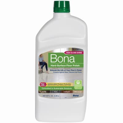 Bona High Gloss Floor Polish Liquid - 36 oz Bottle for Hardwood & Laminate Floors - Shine & Protect - Perfect for Homes, Offices & High-Traffic Areas