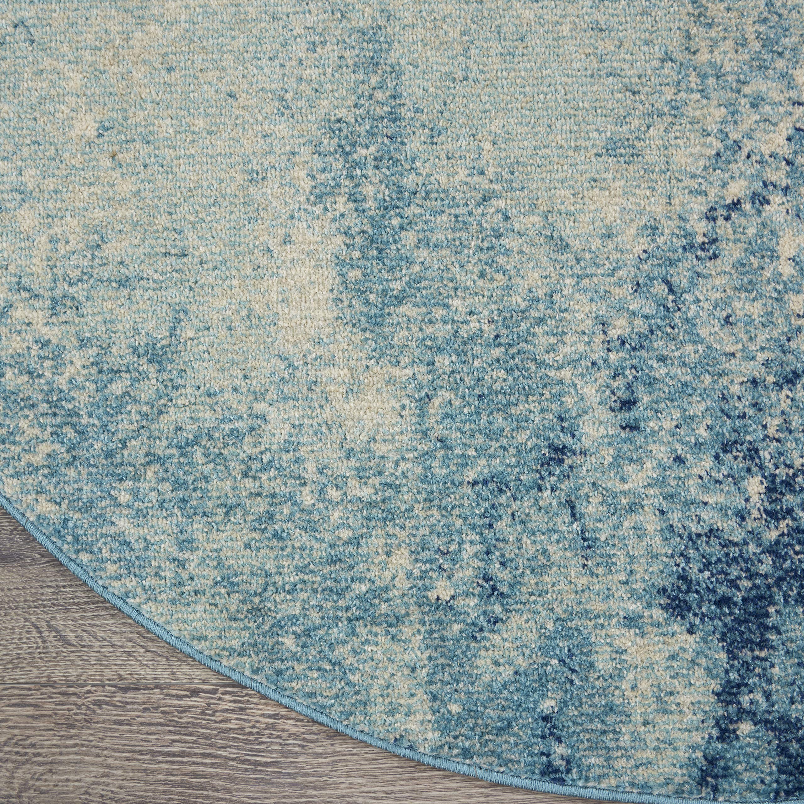 Nourison Passion Navy/Light Blue 8' Round Area Rug - Modern Abstract Design, Easy Cleaning, Non-Shedding - Perfect for Bedroom, Living Room, Dining Room & Kitchen Decor